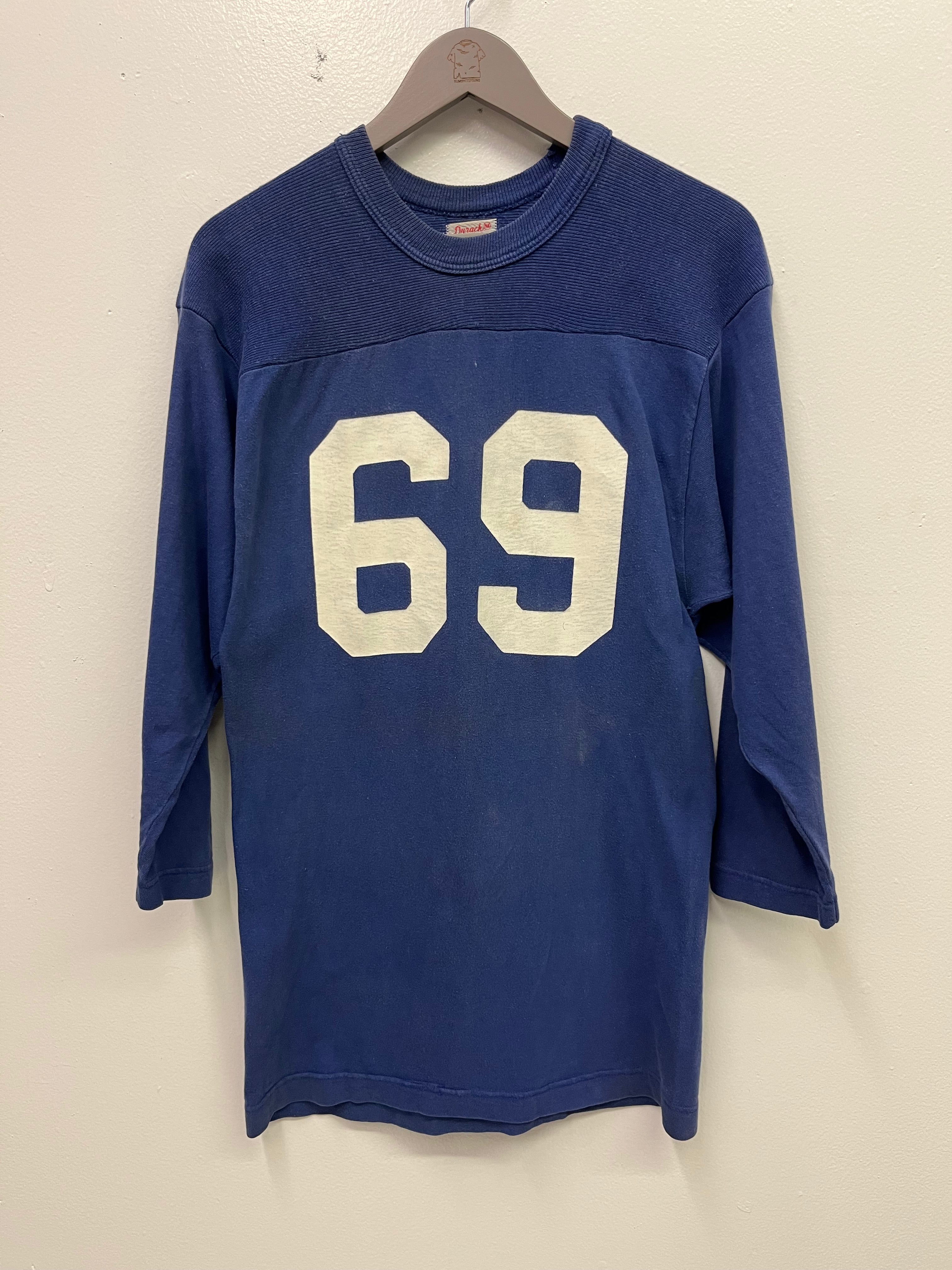 1950/60s #69 Cotton Football Jersey Shit - Team Blue - M/L