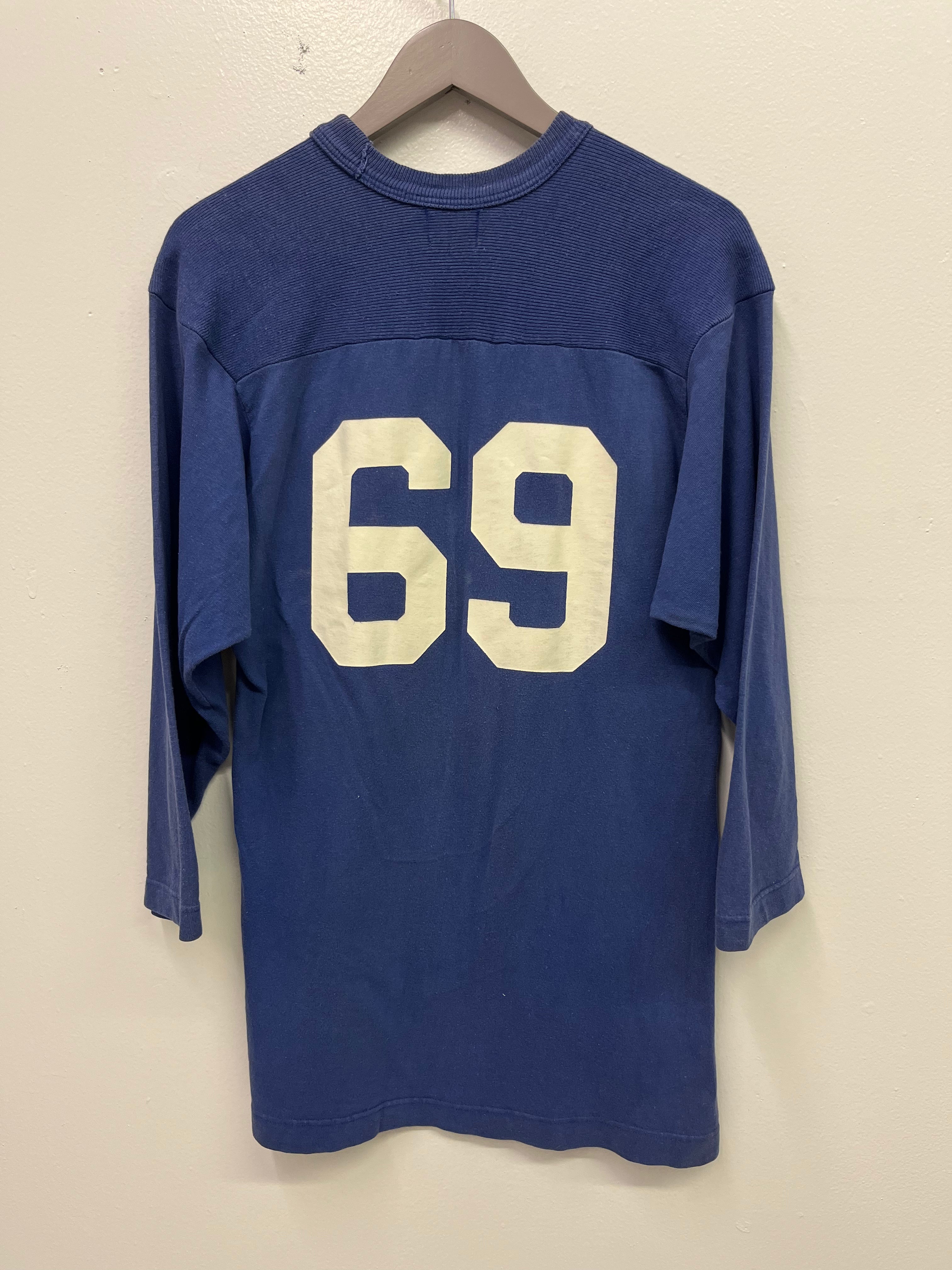 1950/60s #69 Cotton Football Jersey Shit - Team Blue - M/L