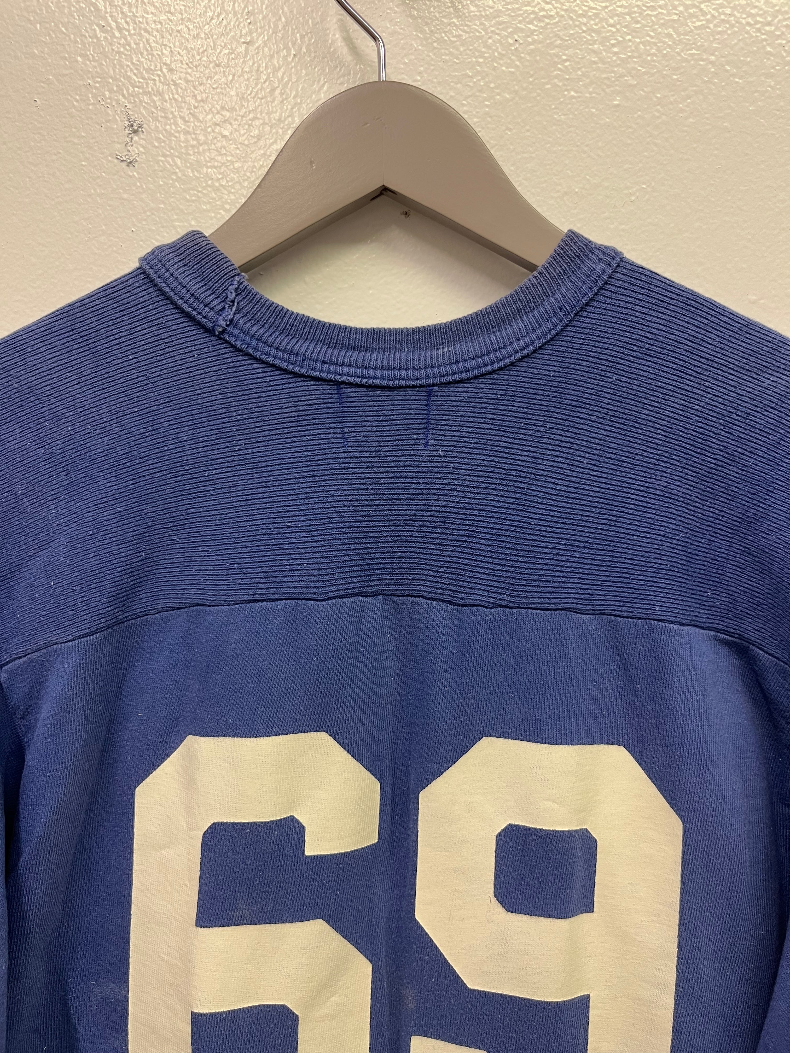 1950/60s #69 Cotton Football Jersey Shit - Team Blue - M/L