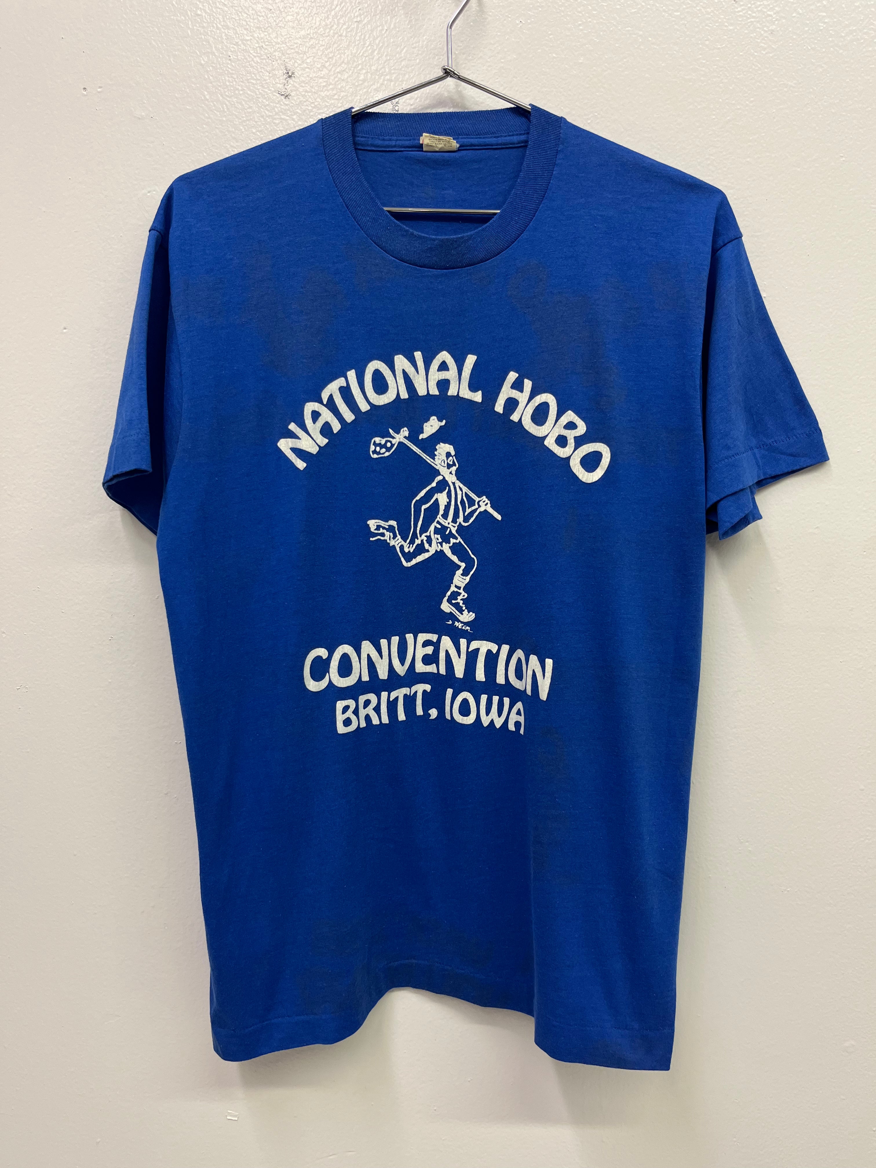 1980s National Hobo Convention Race T-Shirt - Blue - L