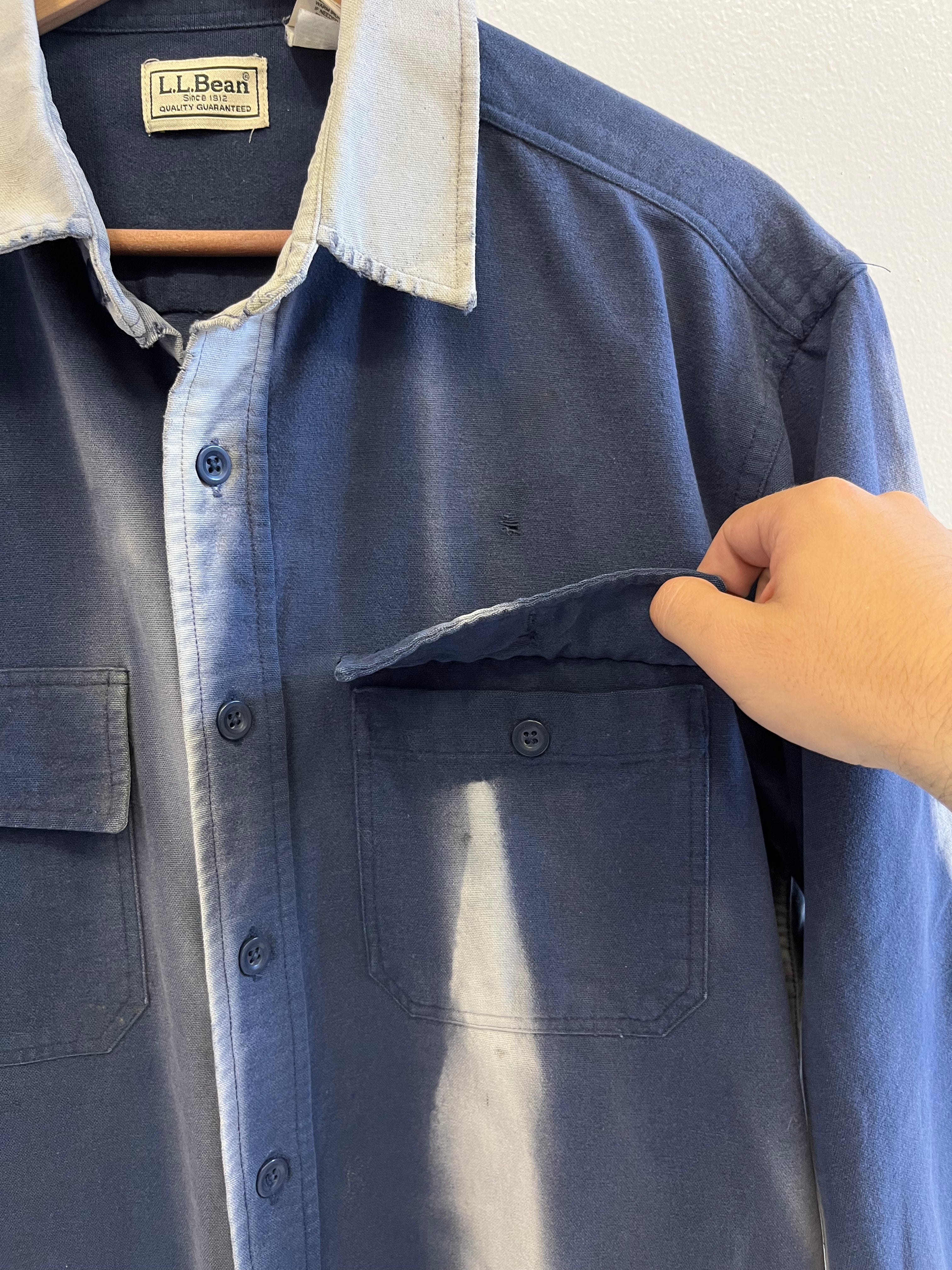 1980/90s LL Bean Sun Drenched & Thrashed Heavy Cotton Shirt - M/L
