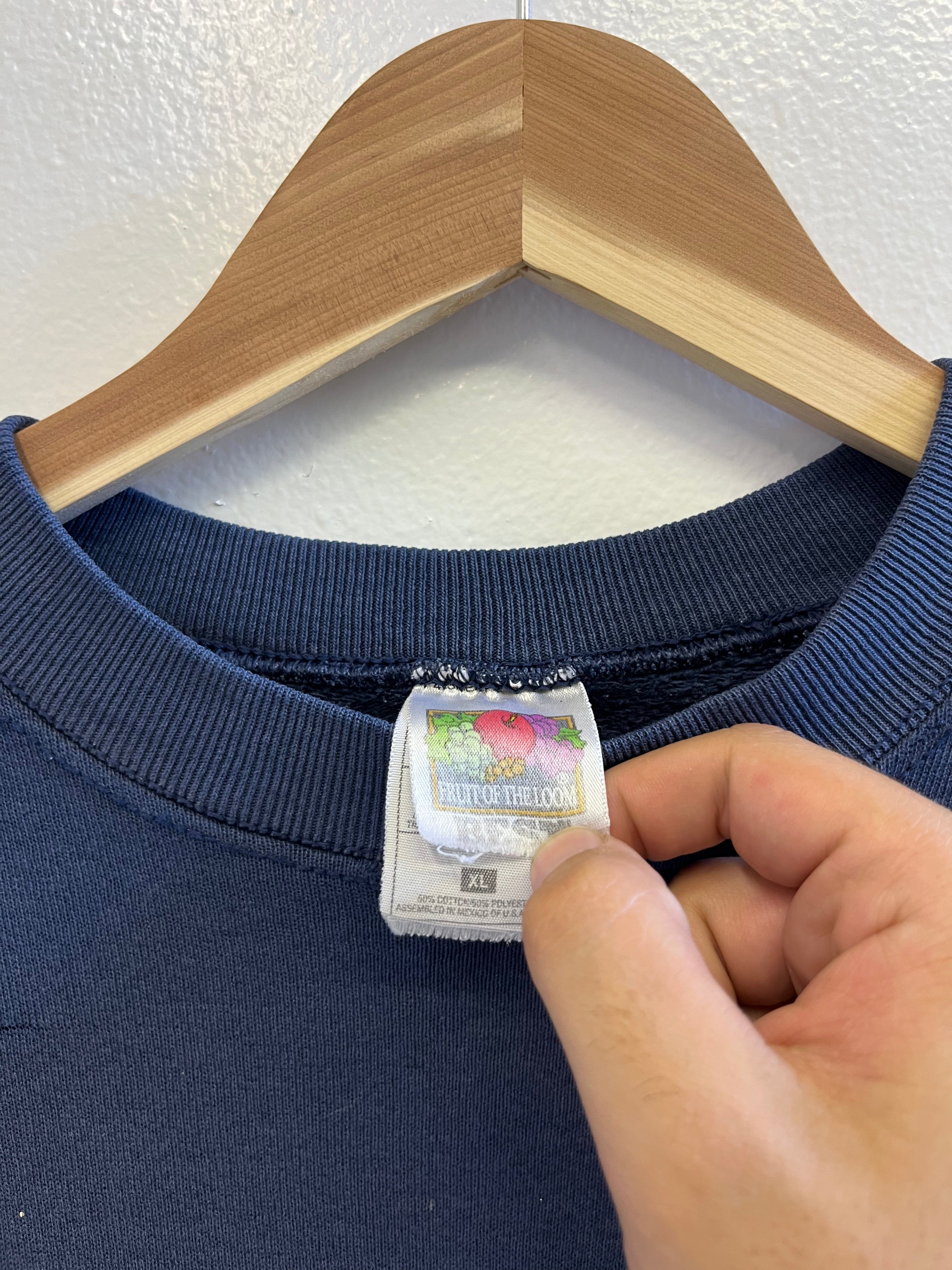 1990s Distressed Bootleg 'Nike Air' Crewneck Sweatshirt - Faded Navy - XL