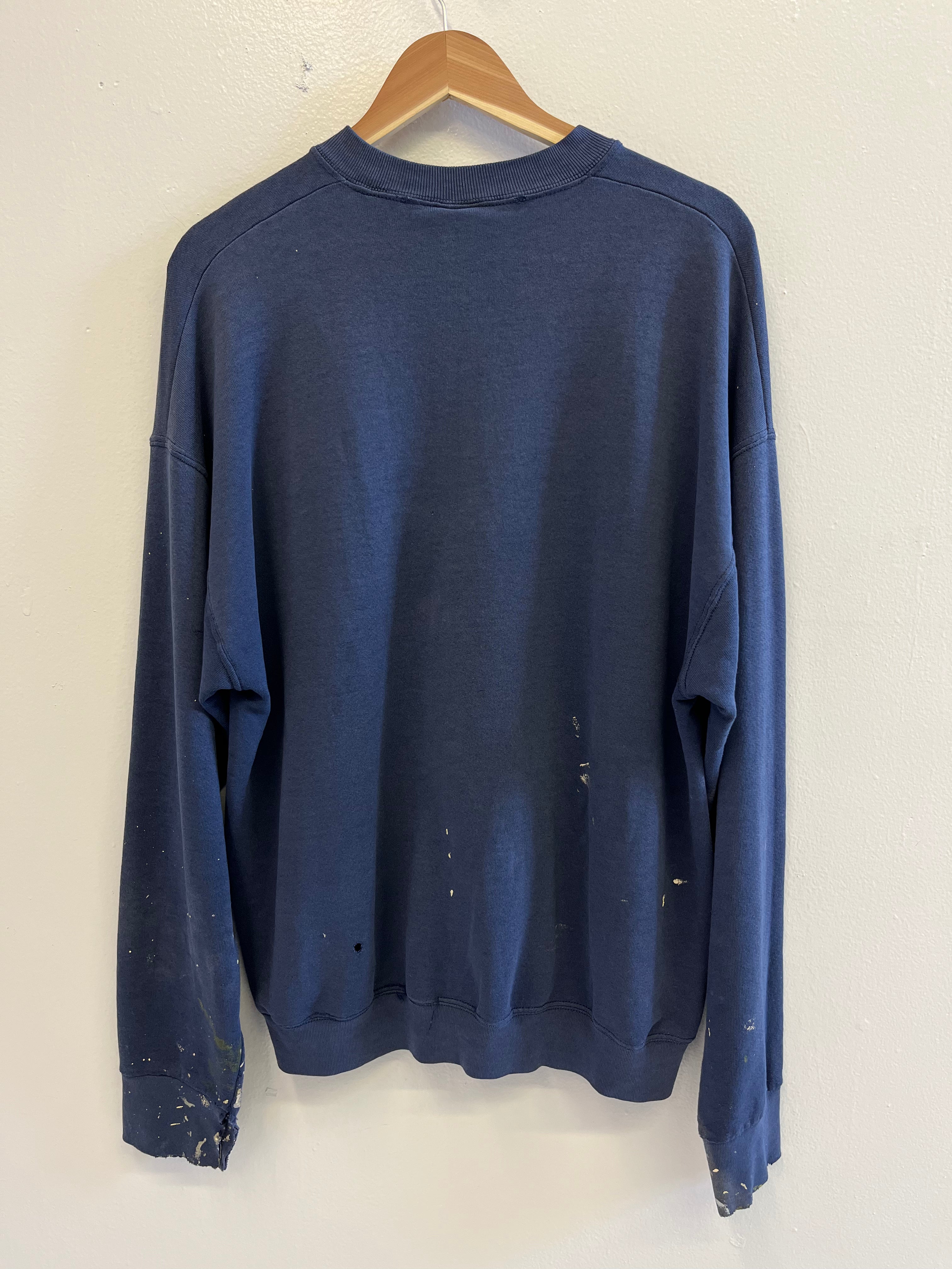 1990s Distressed Bootleg 'Nike Air' Crewneck Sweatshirt - Faded Navy - XL