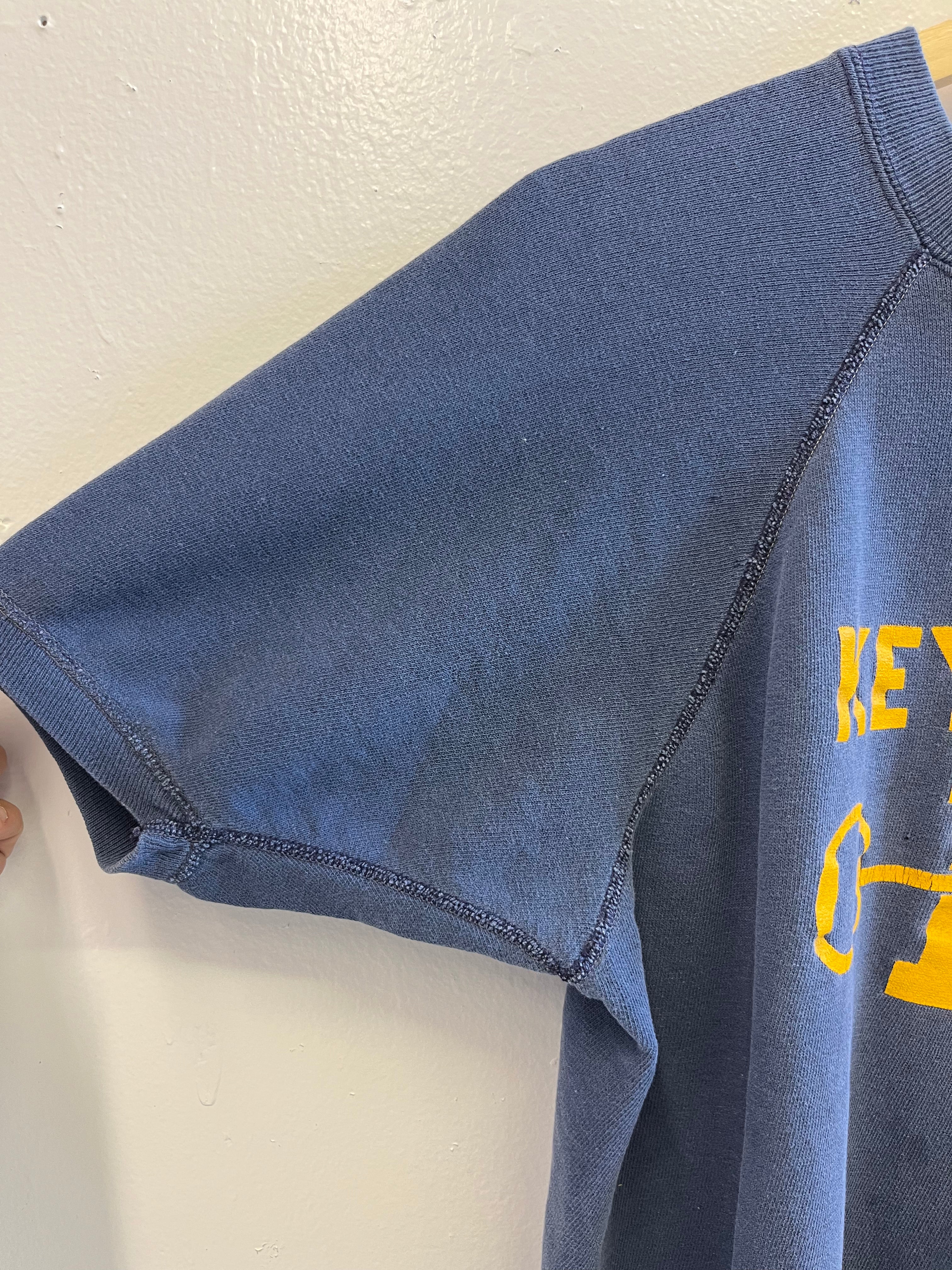 1960s 'Keyettes' Raglan Short-Sleeve Sweatshirt - Faded Navy - S/M