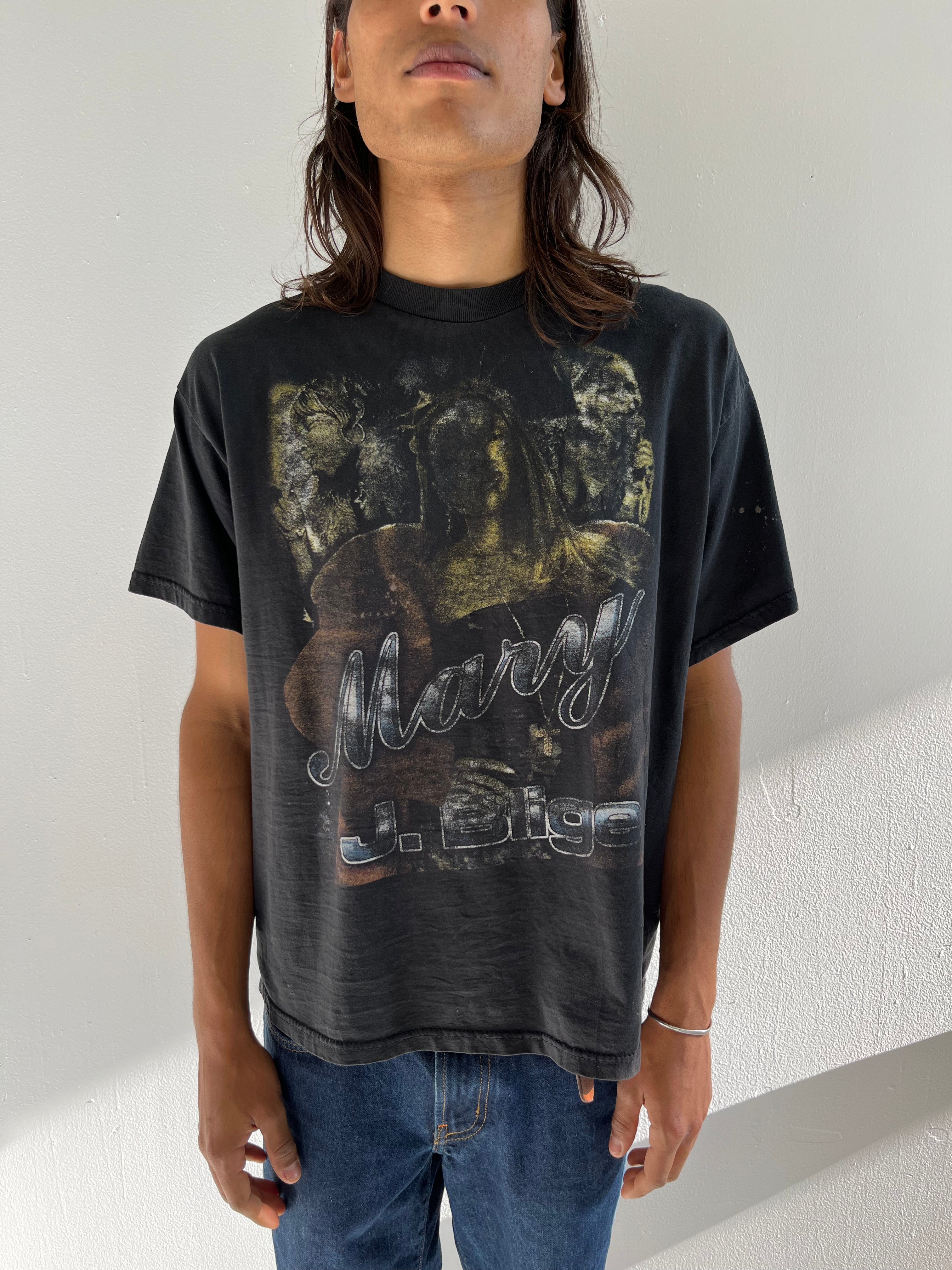 '90s Mary J. Blige Distressed Rap Tee - Black/Faded Black - L