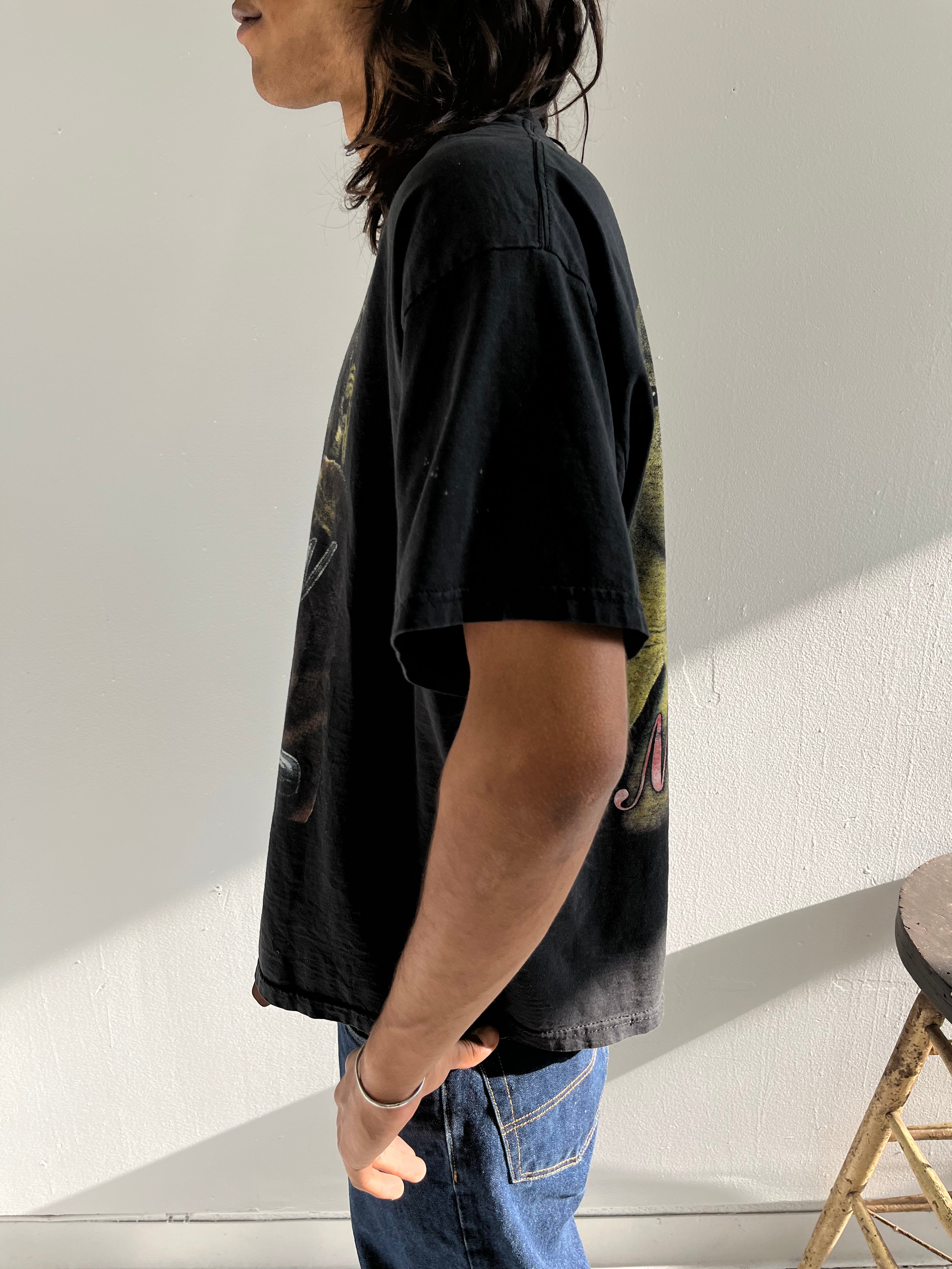 '90s Mary J. Blige Distressed Rap Tee - Black/Faded Black - L