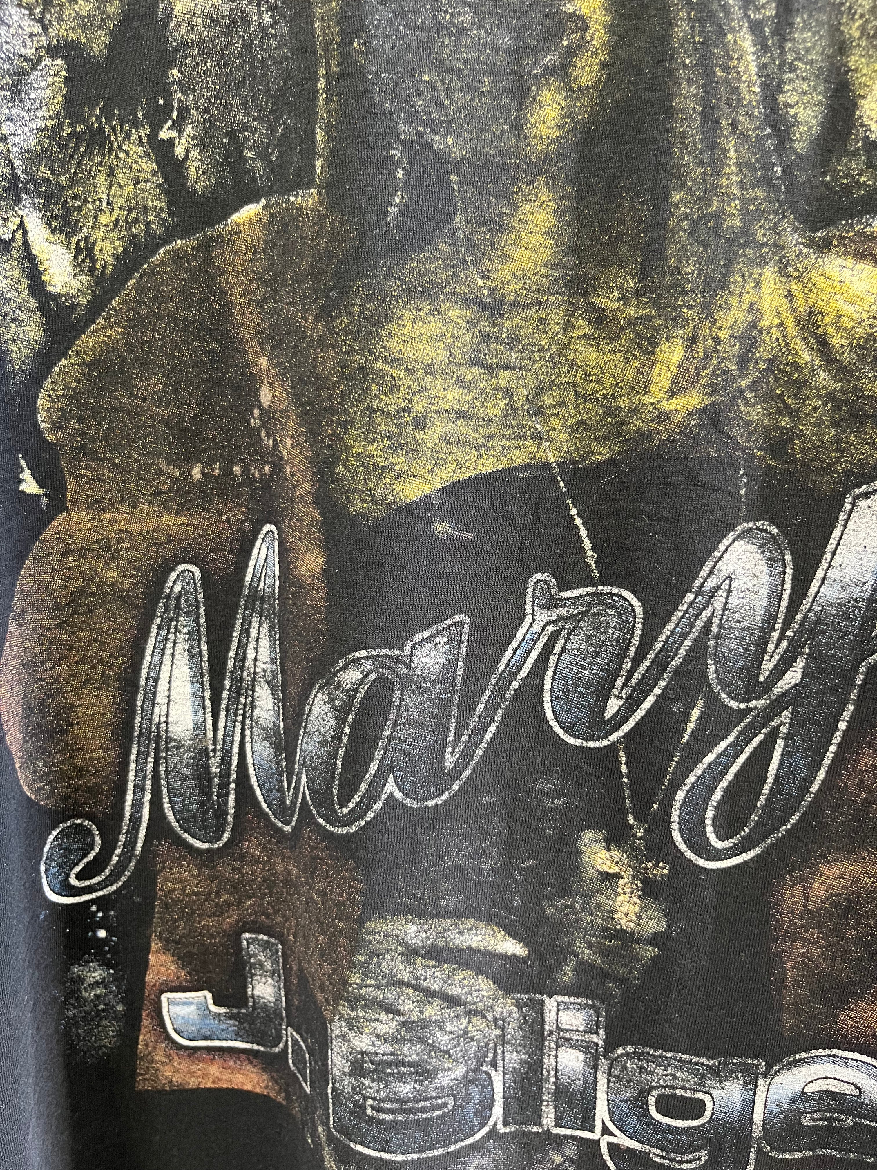 '90s Mary J. Blige Distressed Rap Tee - Black/Faded Black - L