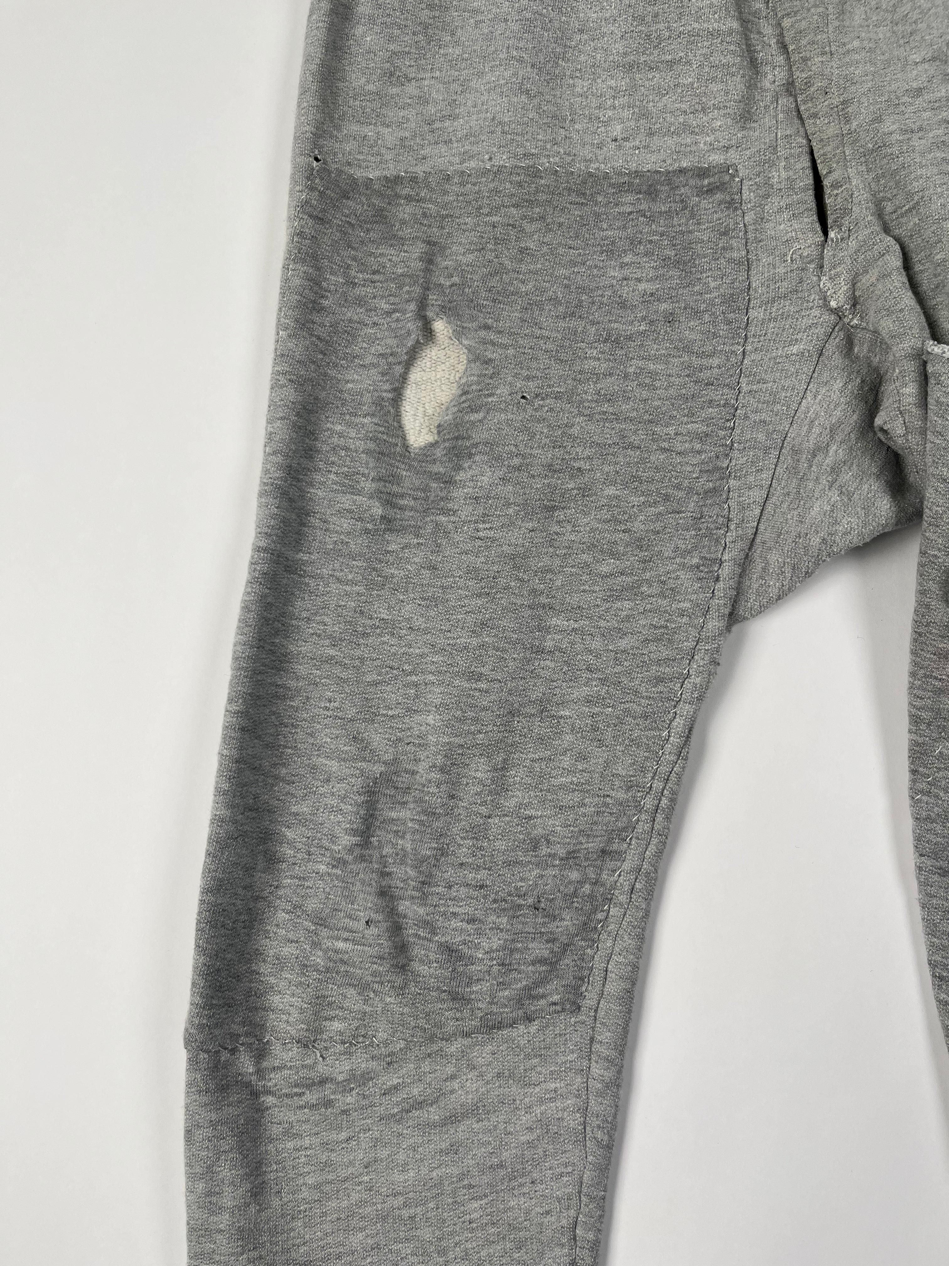 1920/30s Distressed & Patched French Long Johns/Sweat Pants - Heather Grey - 30-32