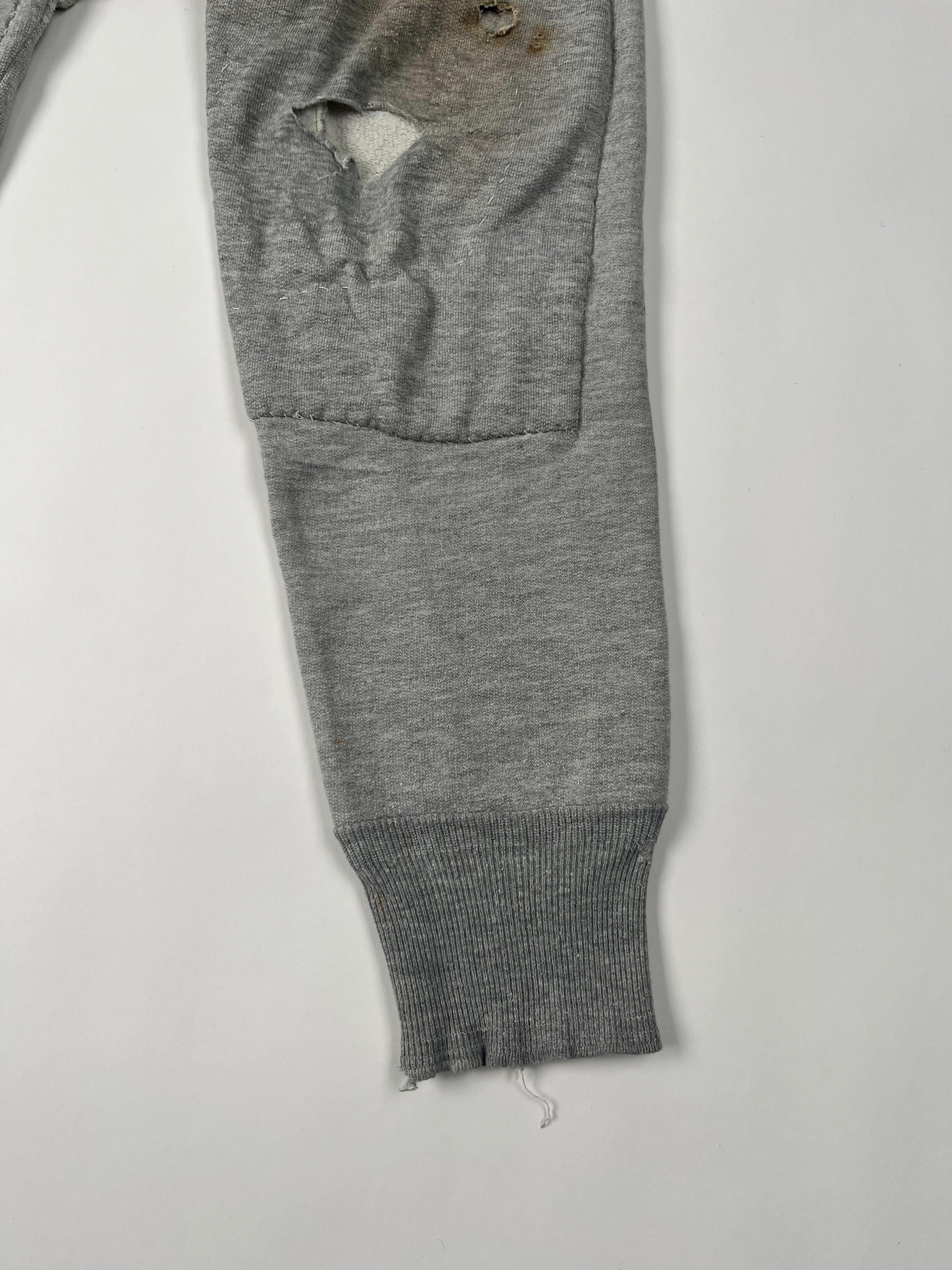 1920/30s Distressed & Patched French Long Johns/Sweat Pants - Heather Grey - 30-32