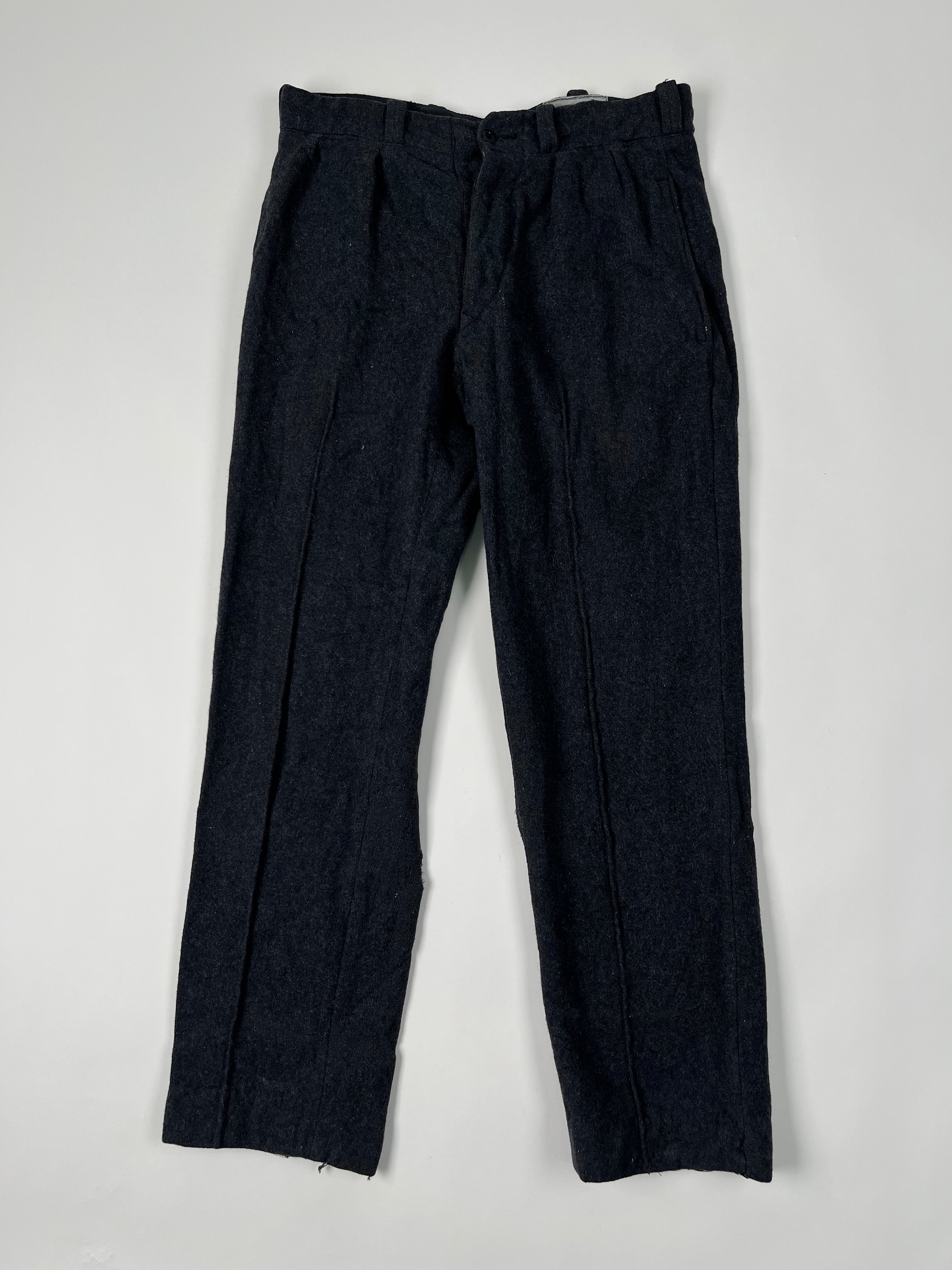 1950s French Wool Prison Trousers - Dark Heather Navy - 30/29