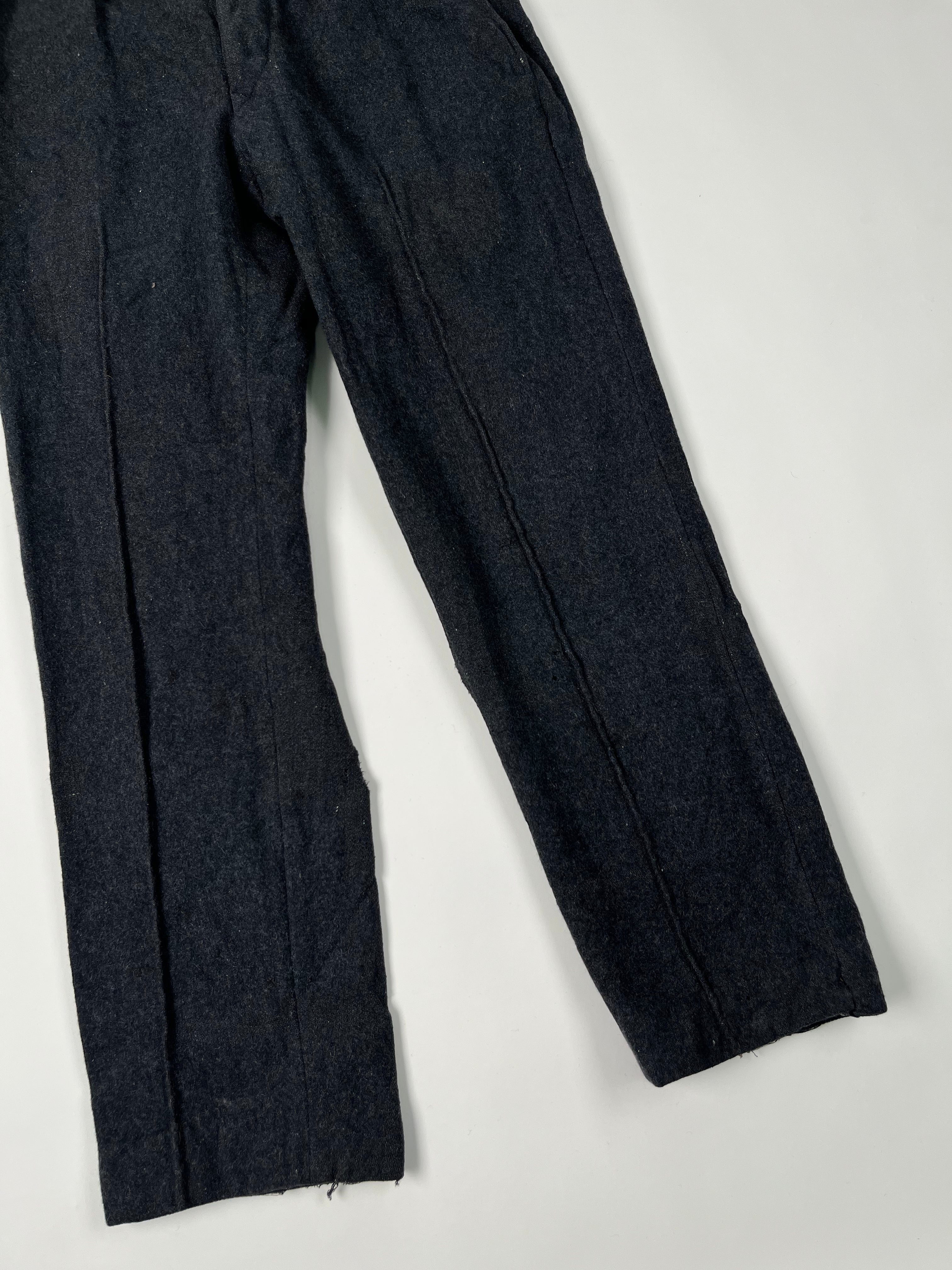 1950s French Wool Prison Trousers - Dark Heather Navy - 30/29