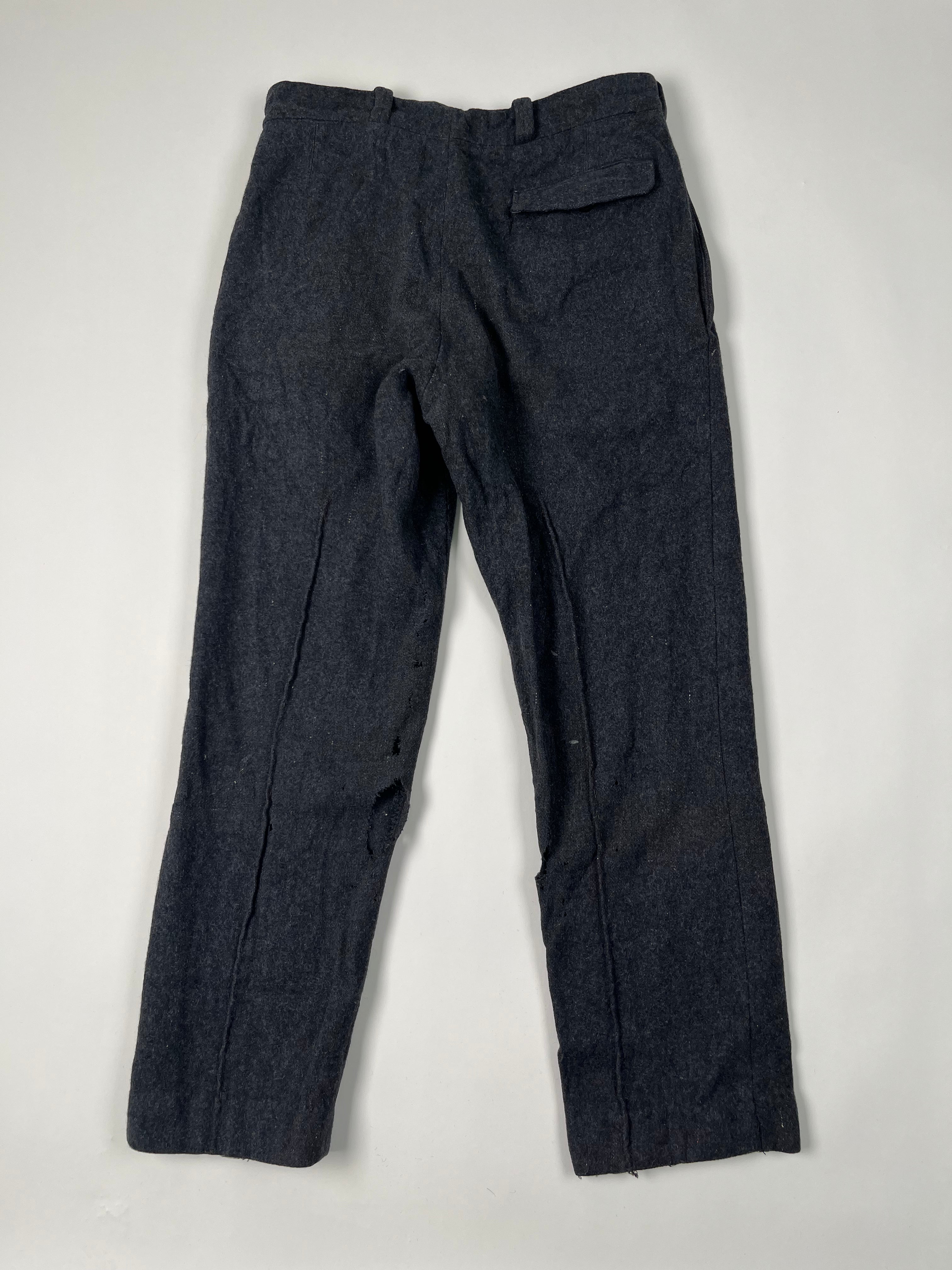 1950s French Wool Prison Trousers - Dark Heather Navy - 30/29