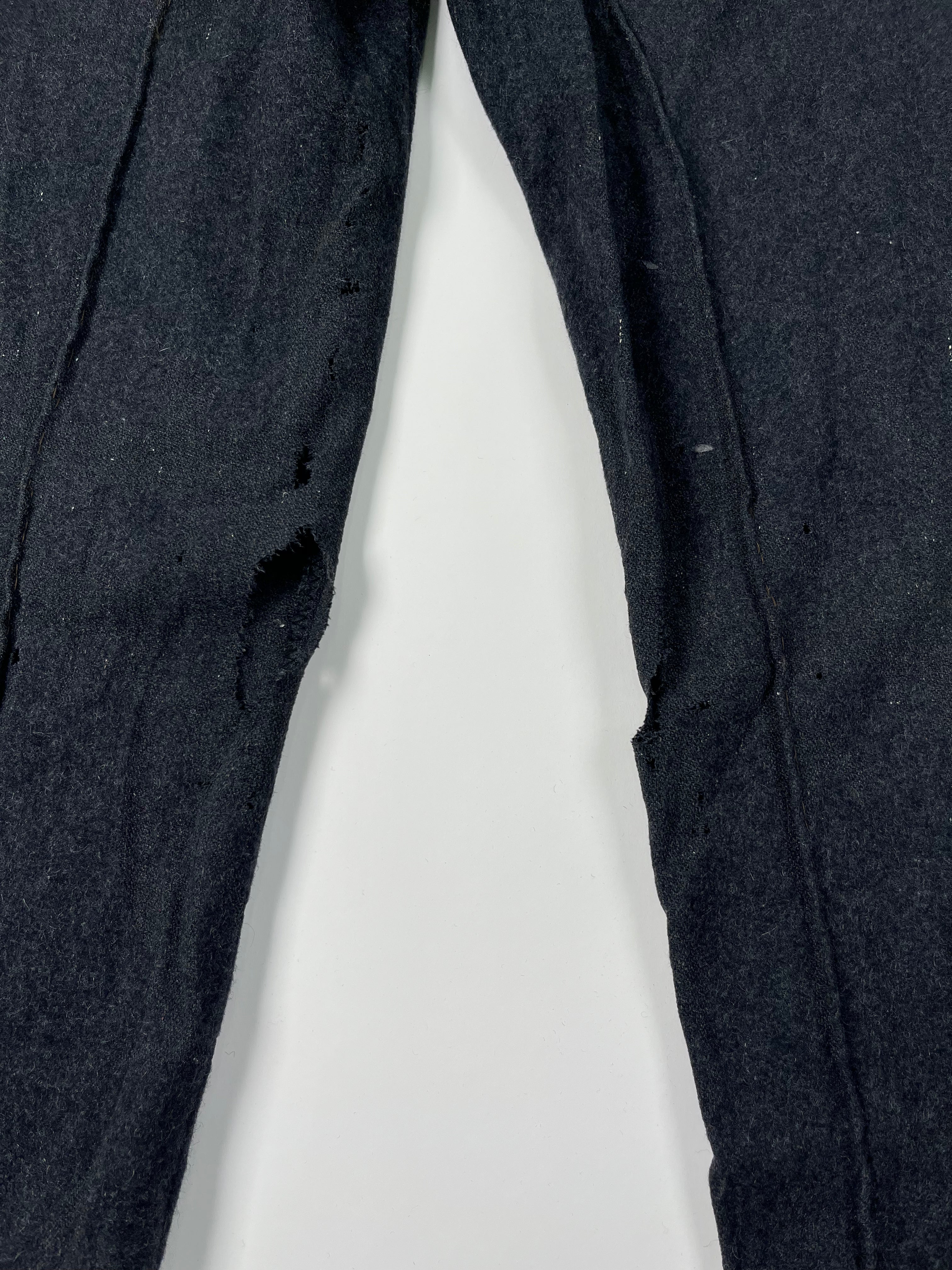 1950s French Wool Prison Trousers - Dark Heather Navy - 30/29