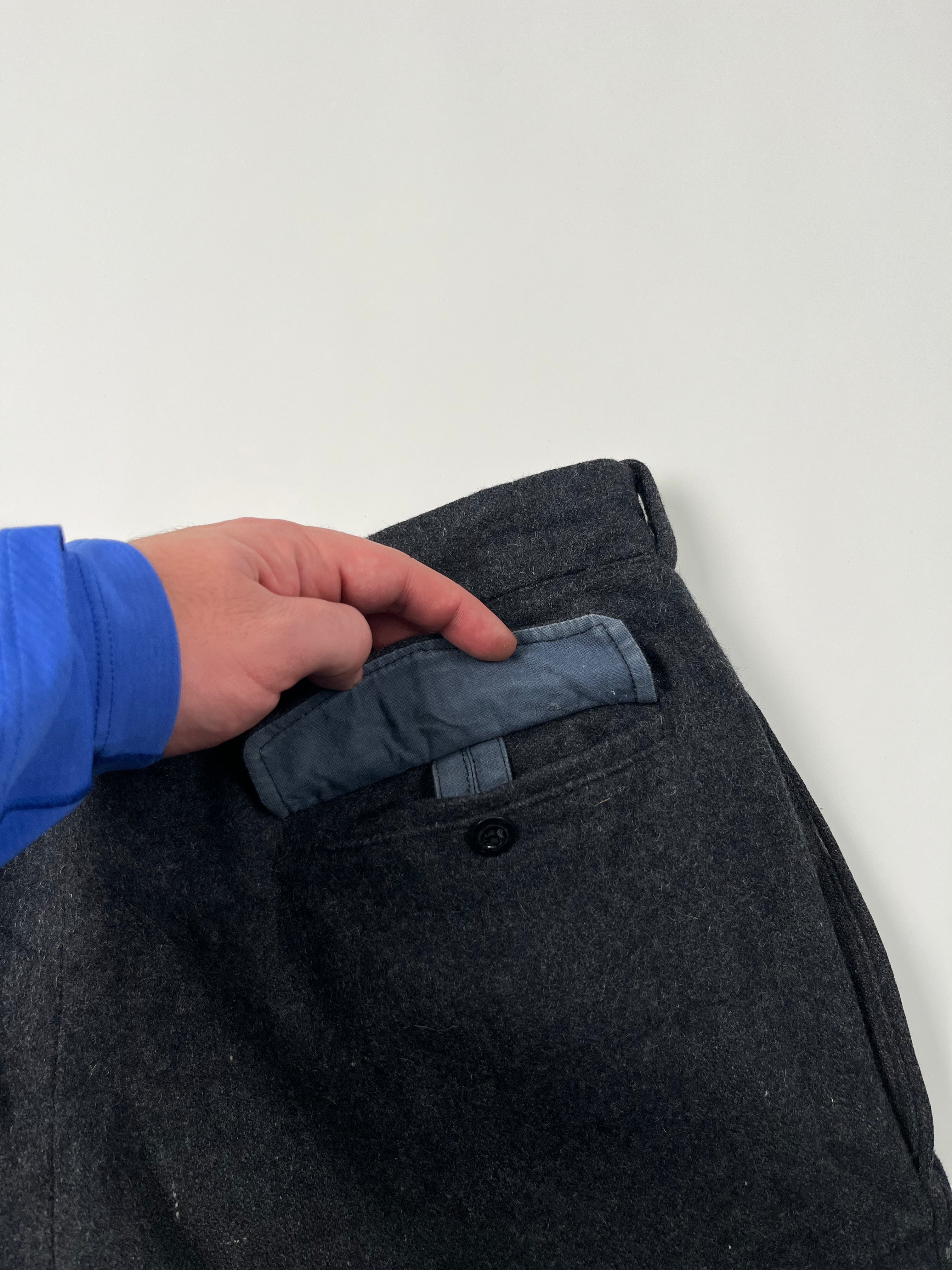 1950s French Wool Prison Trousers - Dark Heather Navy - 30/29