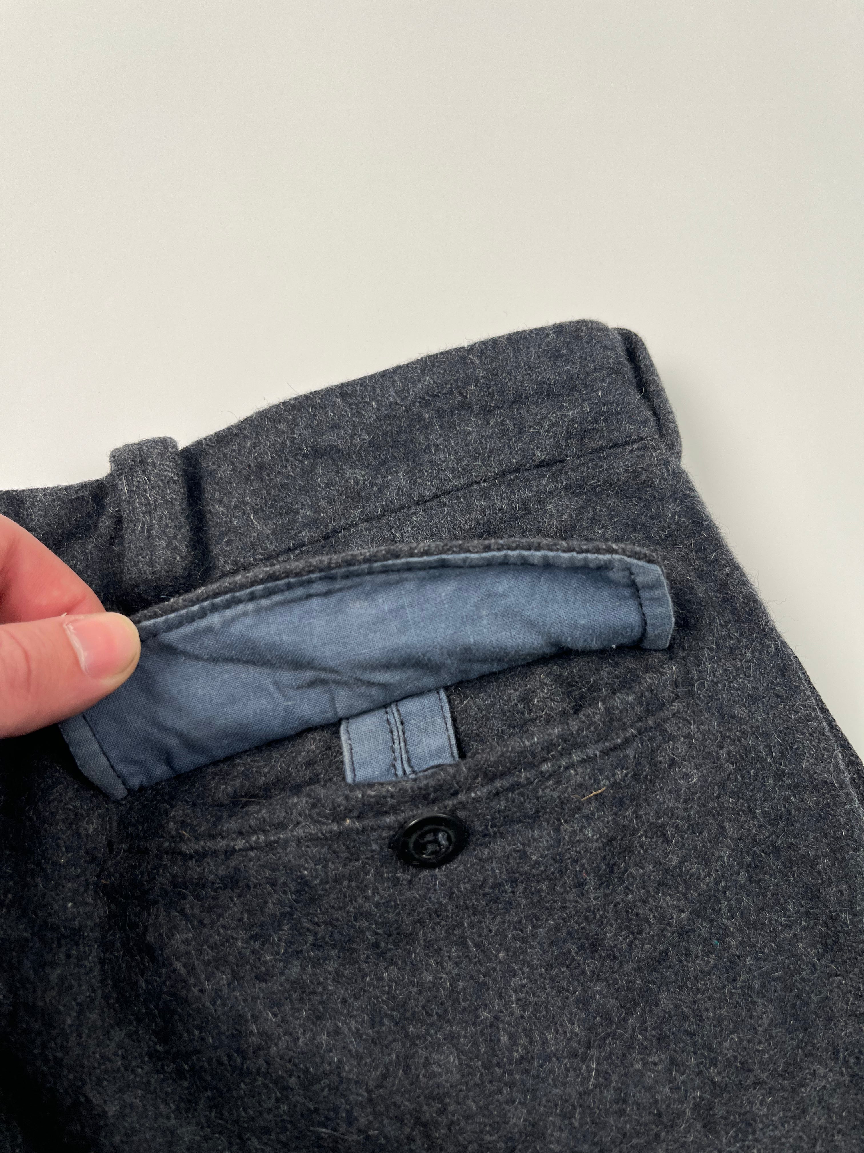 1950s French Wool Prison Trousers - Dark Heather Navy - 30/29