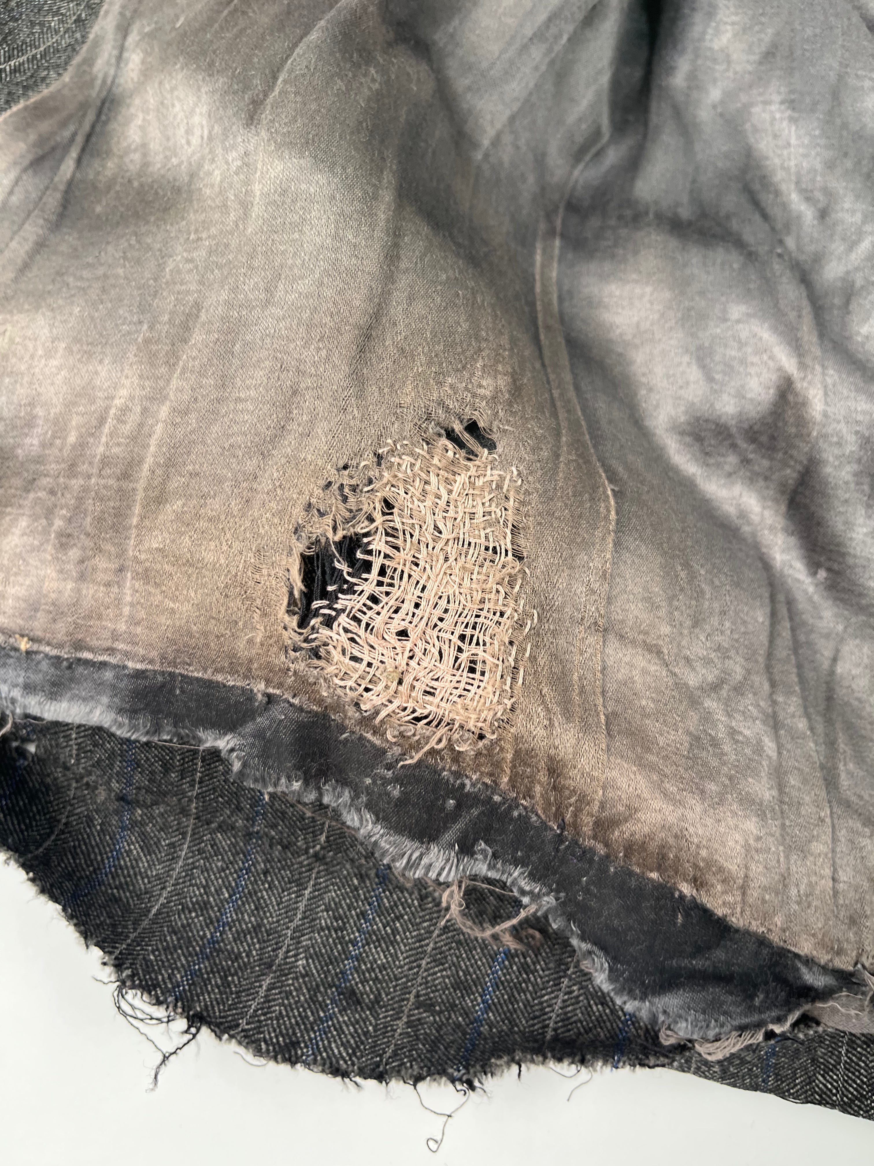 1920s Distressed French Suit Jacket - Dark Grey - 40S