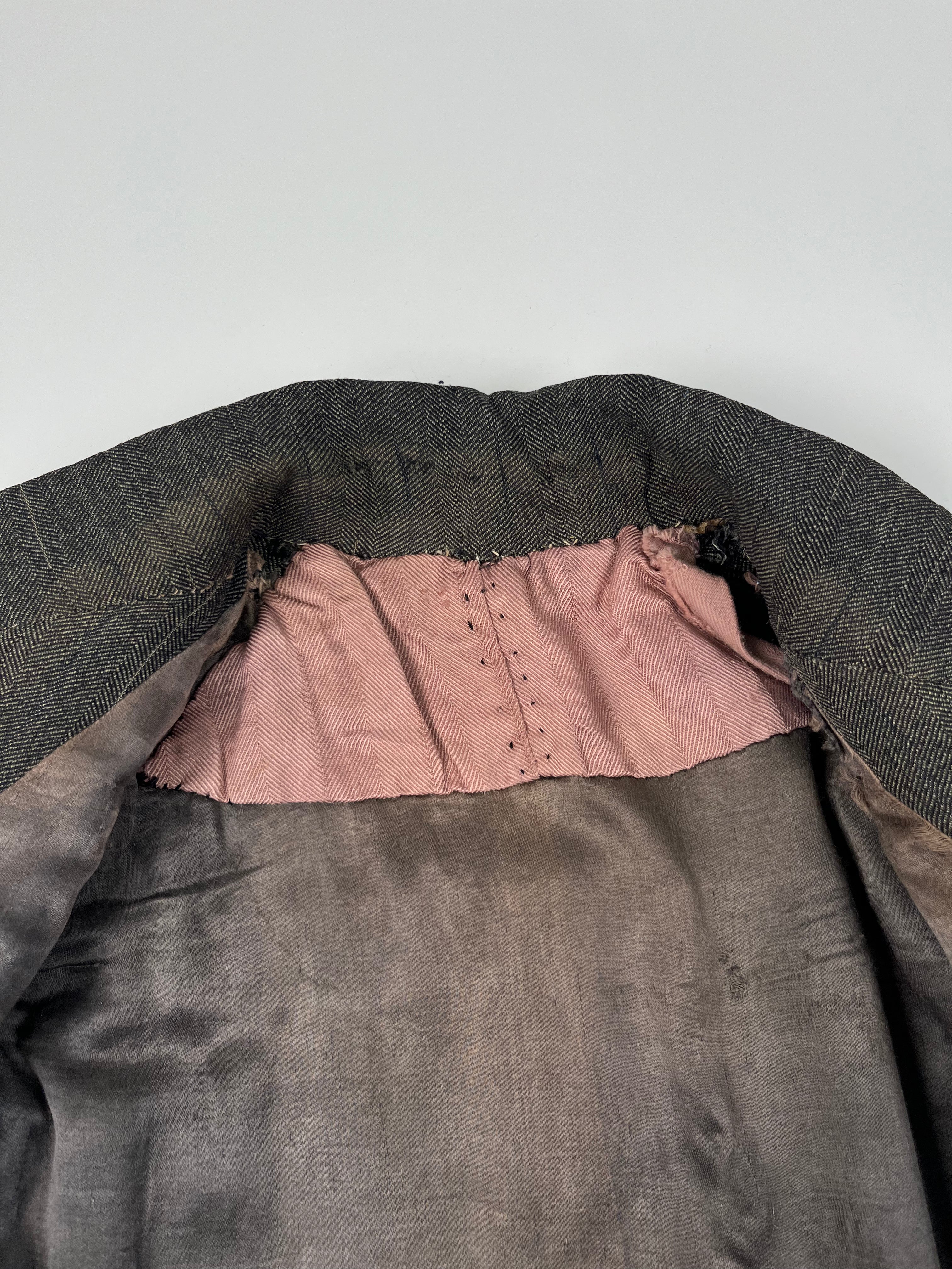 1920s Distressed French Suit Jacket - Dark Grey - 40S