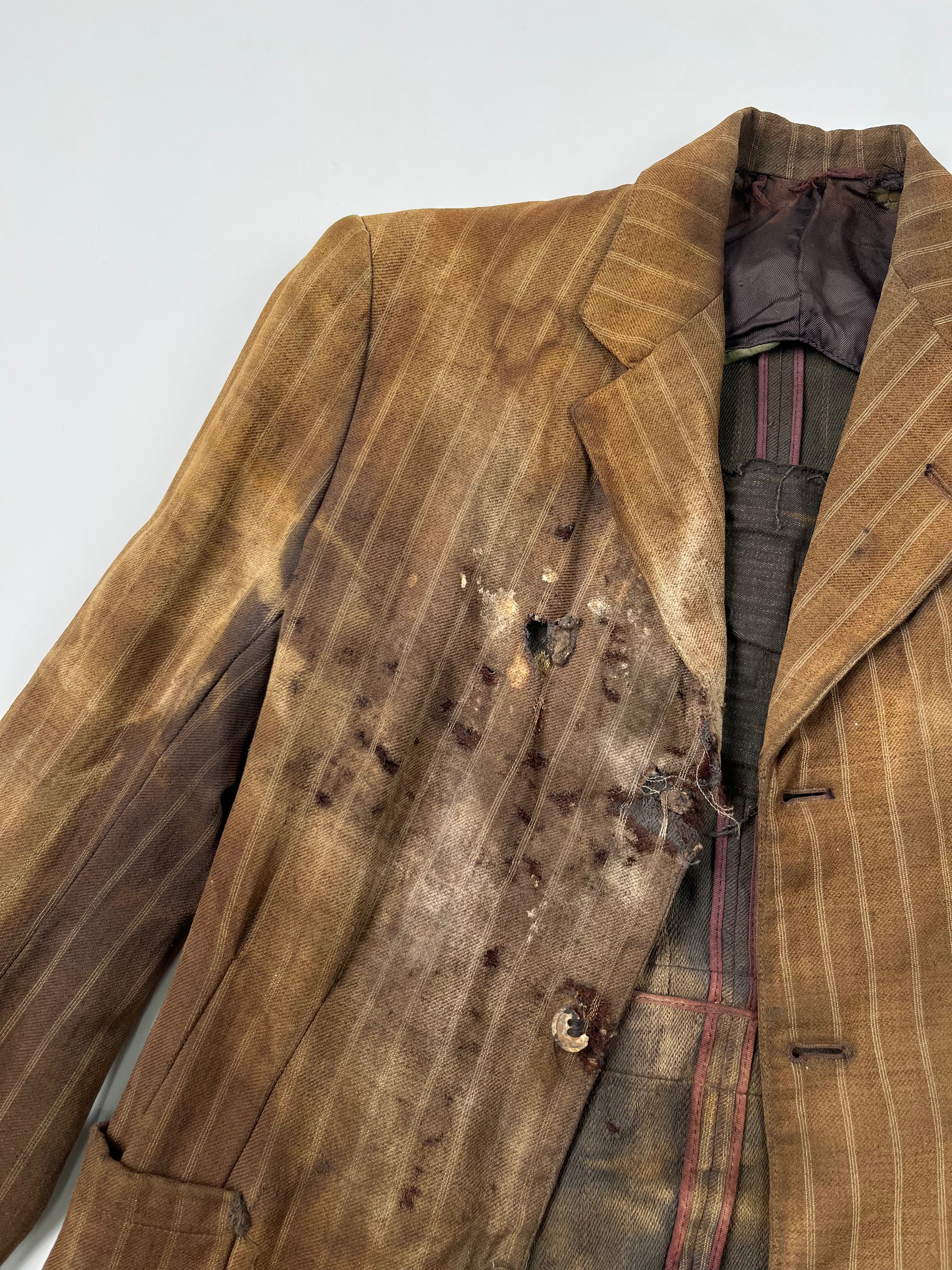 1910/20s American Thrashed Suit Jacket - Golden Brown - 36S