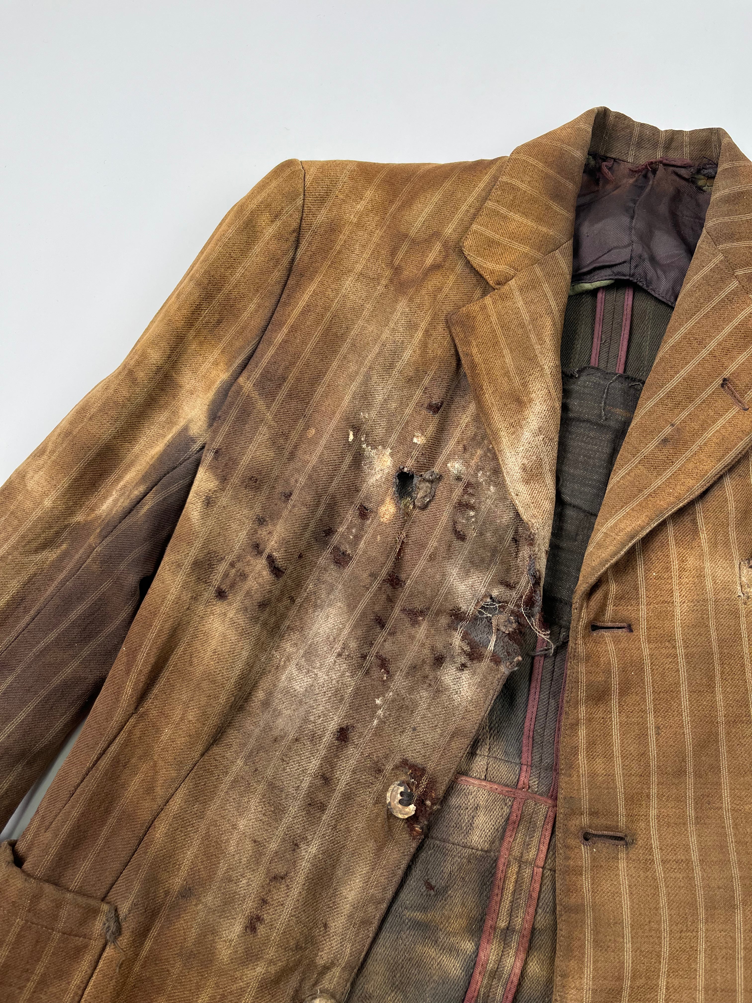 1910/20s American Thrashed Suit Jacket - Golden Brown - 36S
