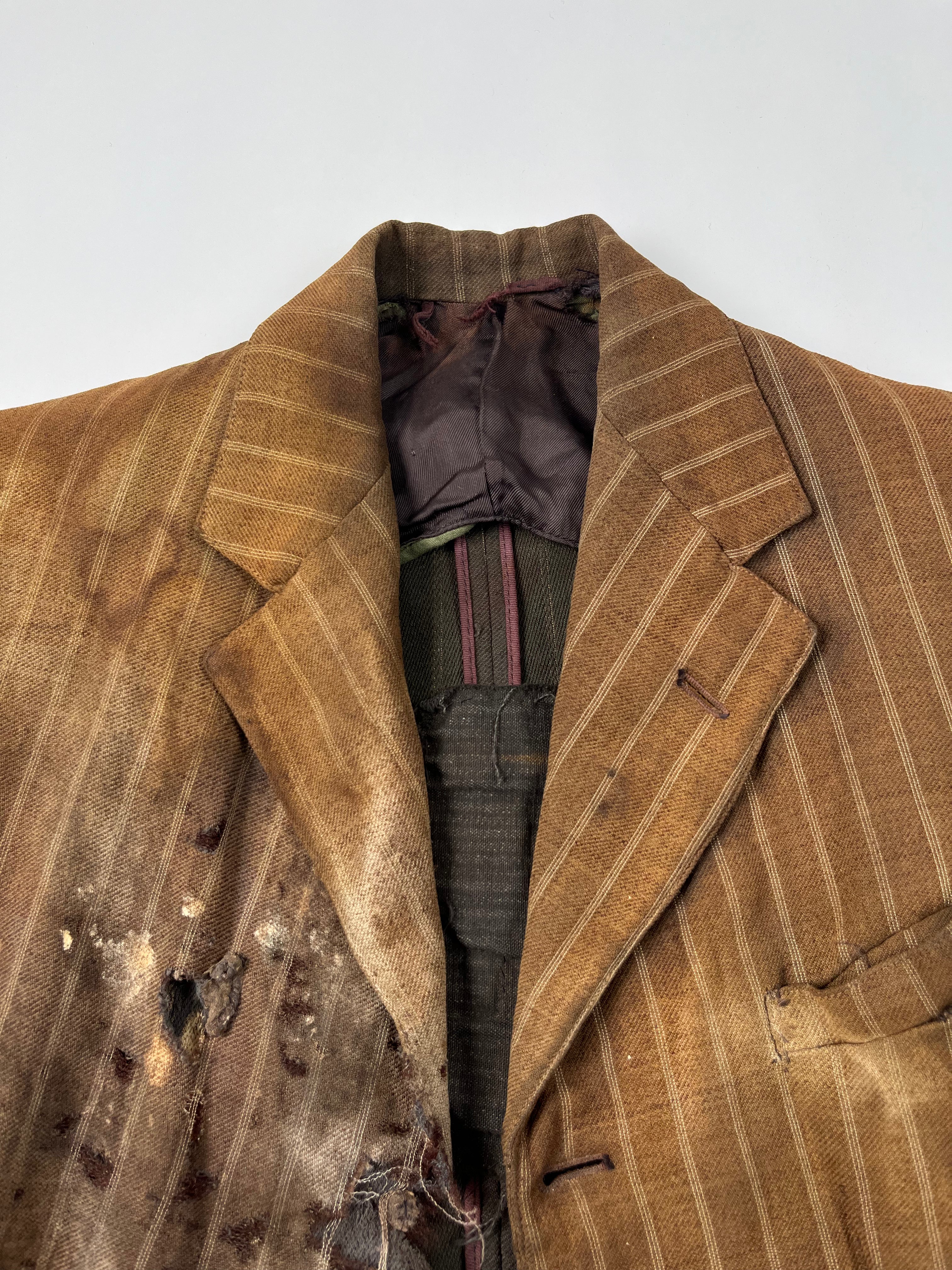 1910/20s American Thrashed Suit Jacket - Golden Brown - 36S