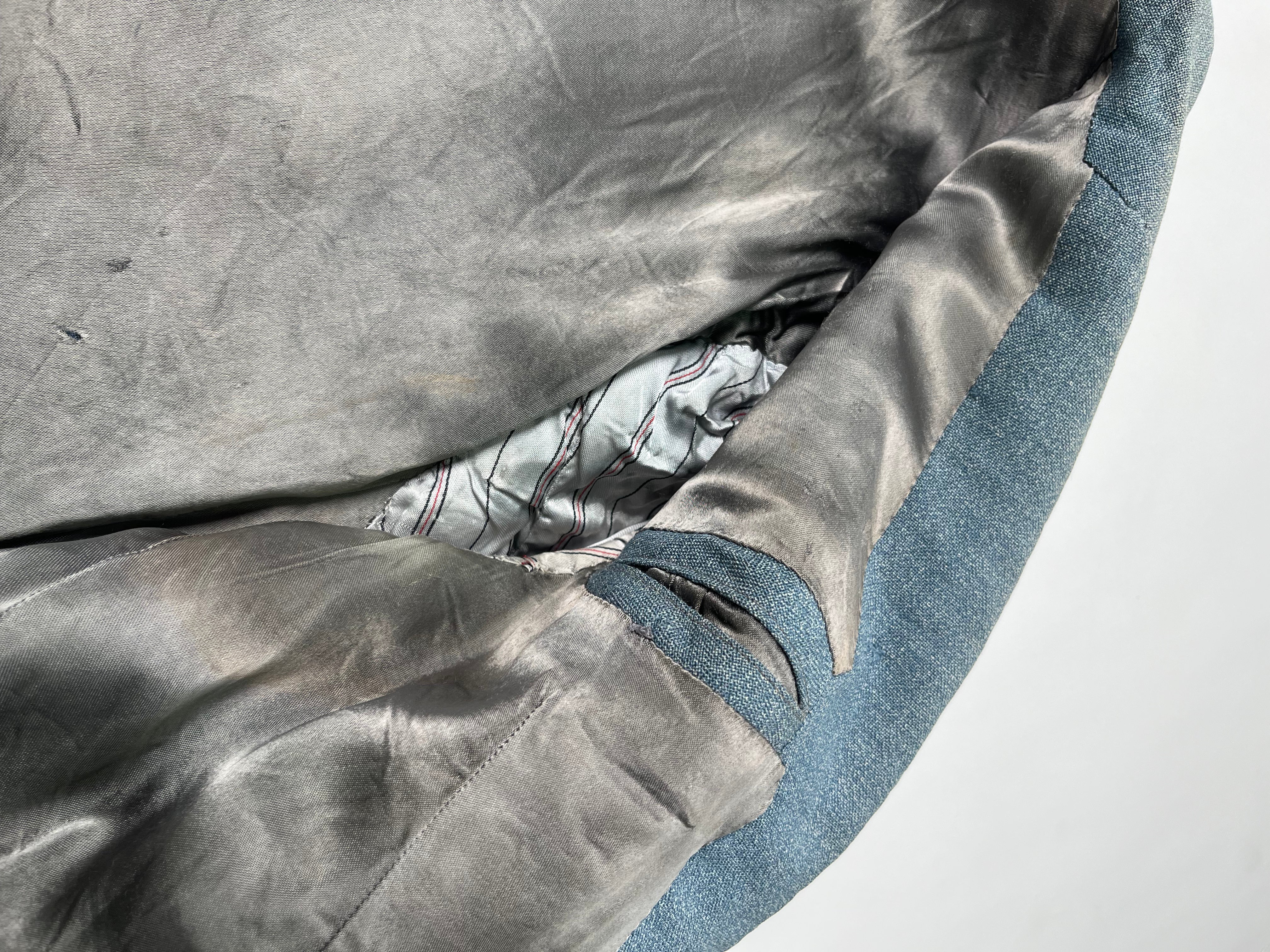 1940/50s French Suit Jacket - Faded Powder Blue - 44R