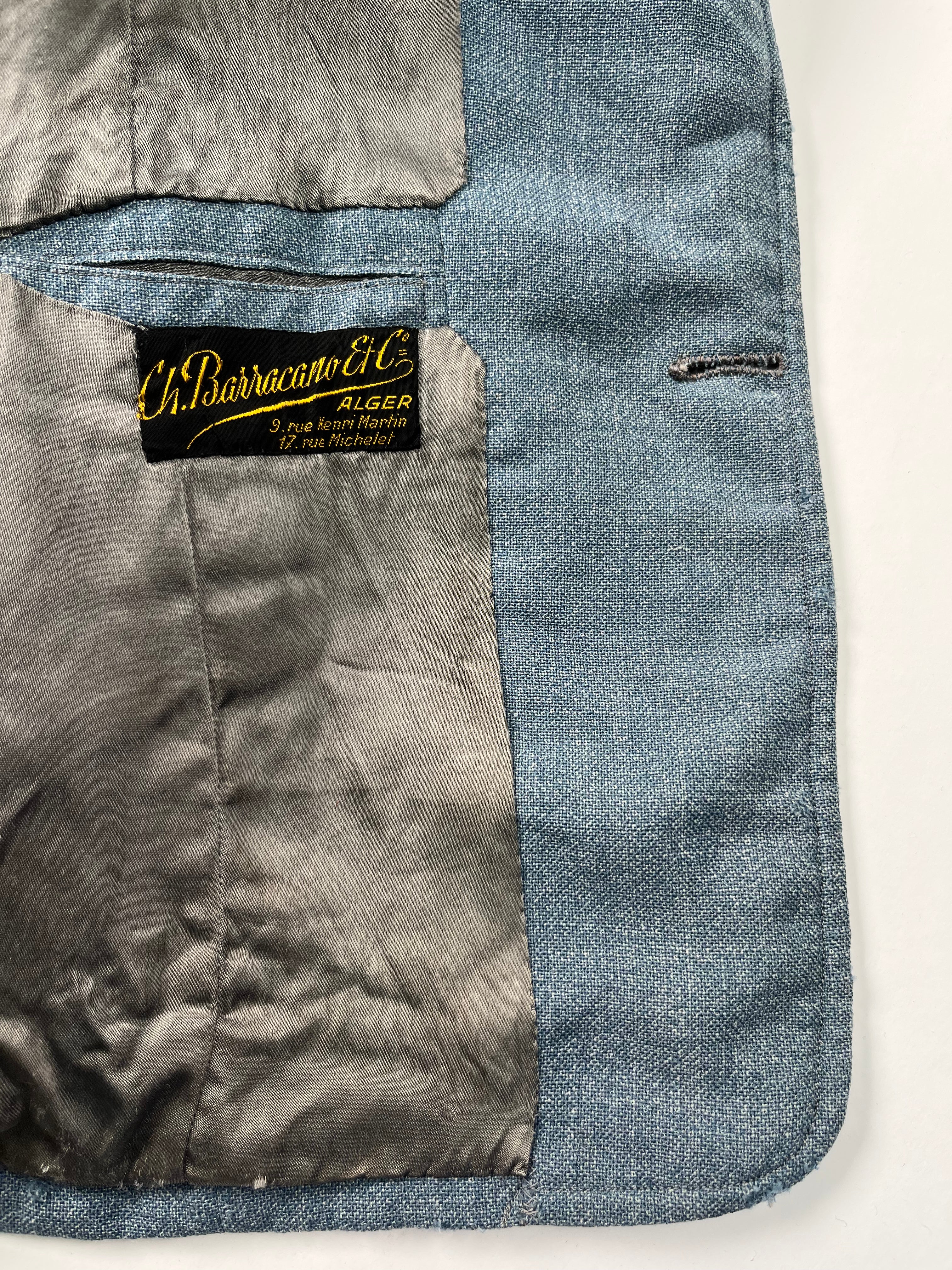 1940/50s French Suit Jacket - Faded Powder Blue - 44R