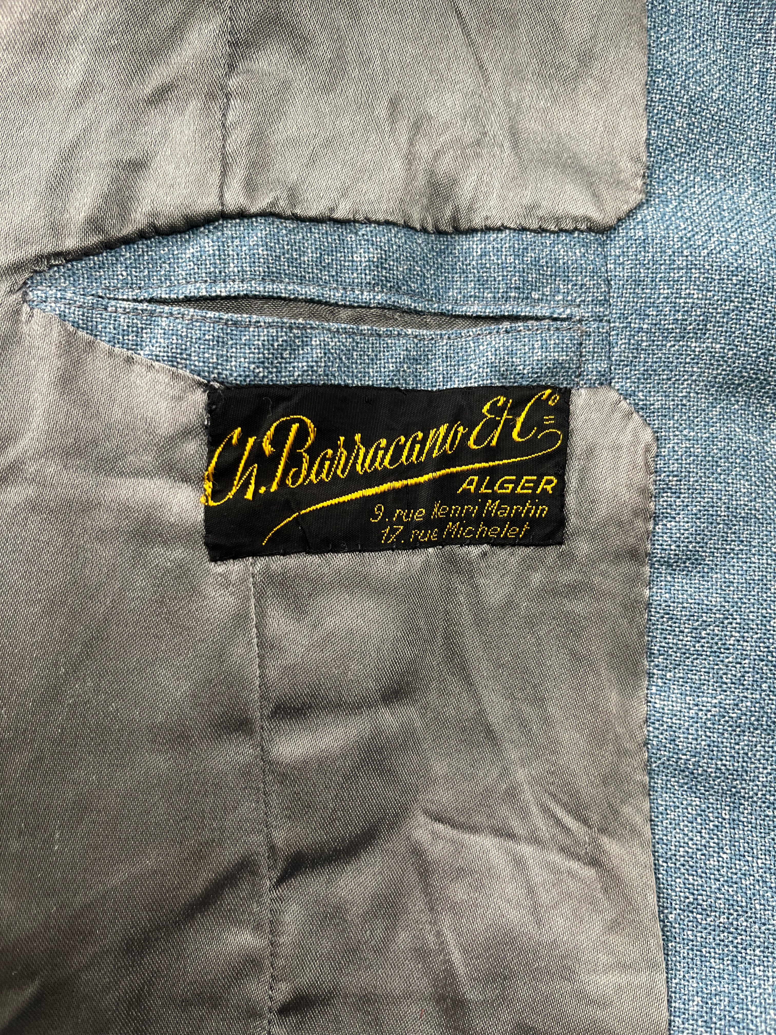 1940/50s French Suit Jacket - Faded Powder Blue - 44R