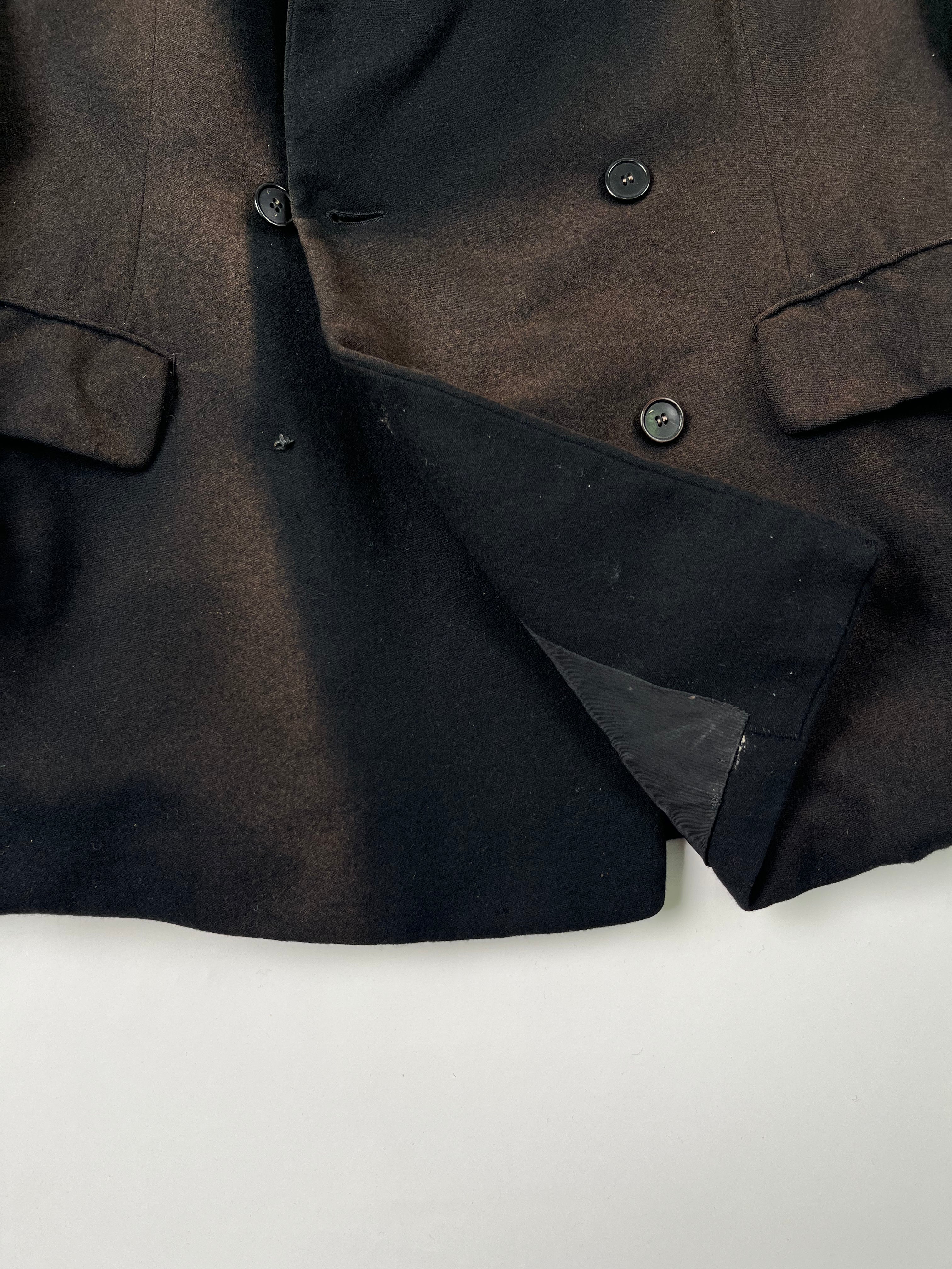 1940s French Double Breasted Suit with Intense Fades - Black/Brown - 40R