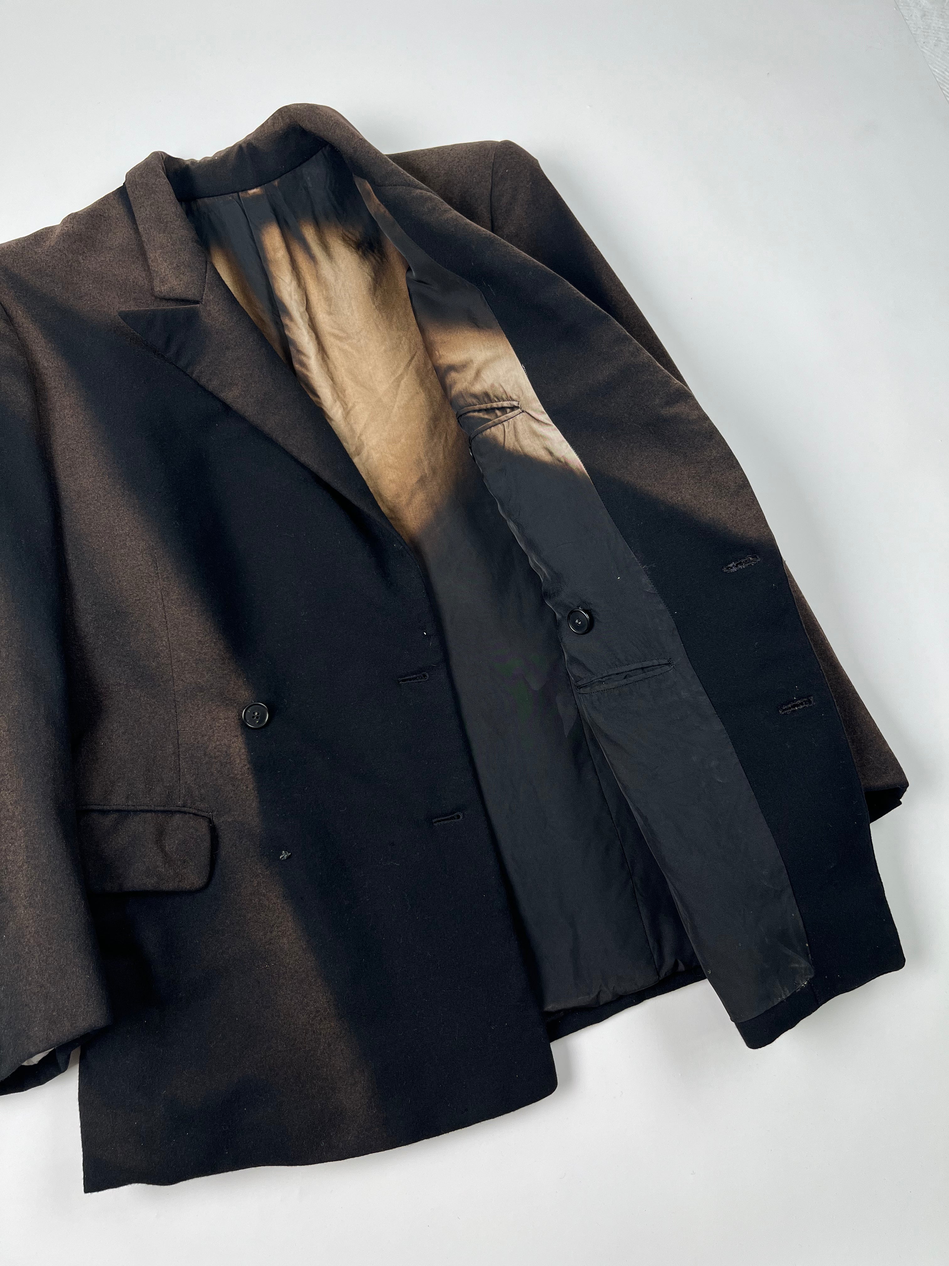 1940s French Double Breasted Suit with Intense Fades - Black/Brown - 40R