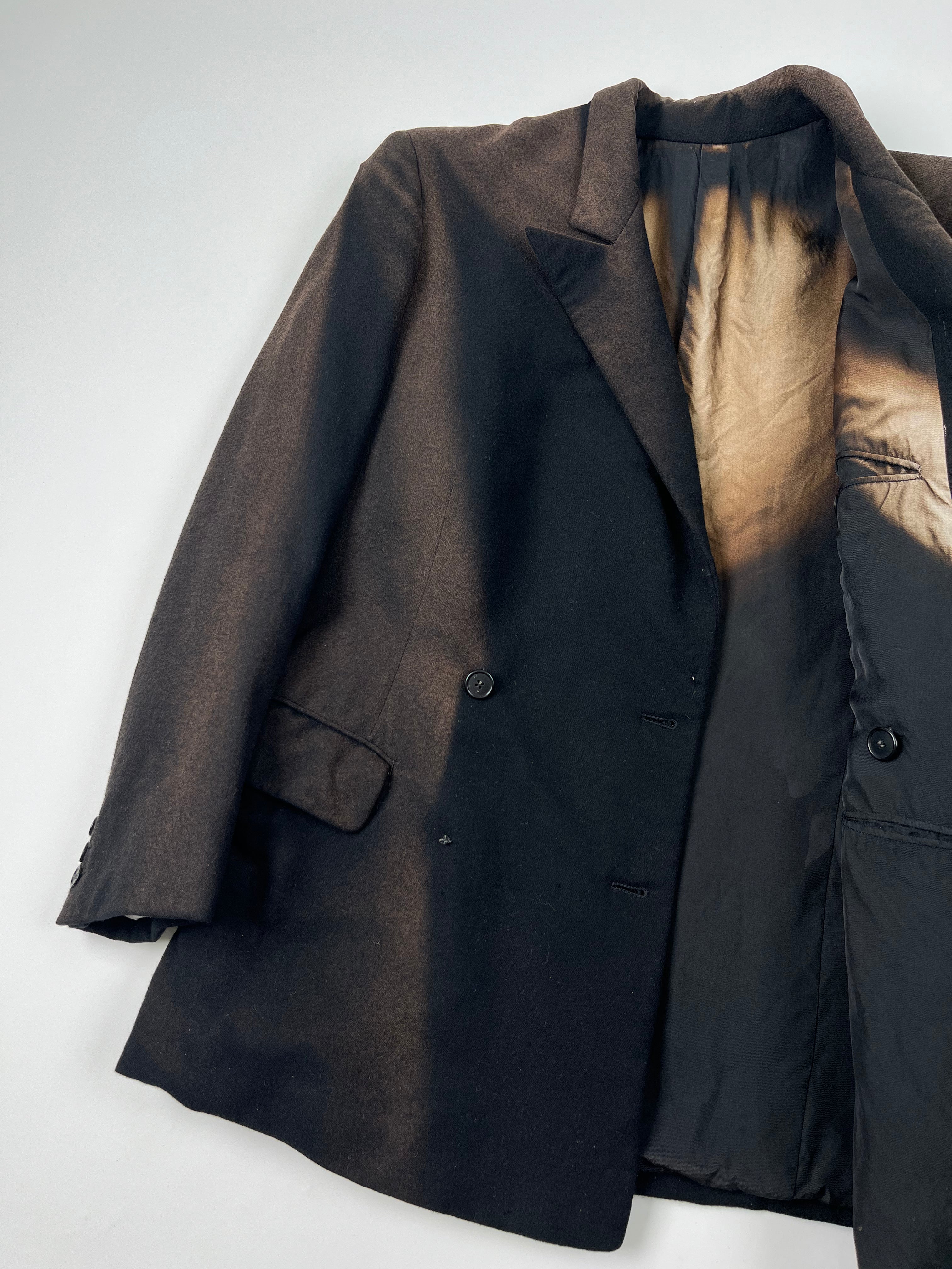 1940s French Double Breasted Suit with Intense Fades - Black/Brown - 40R