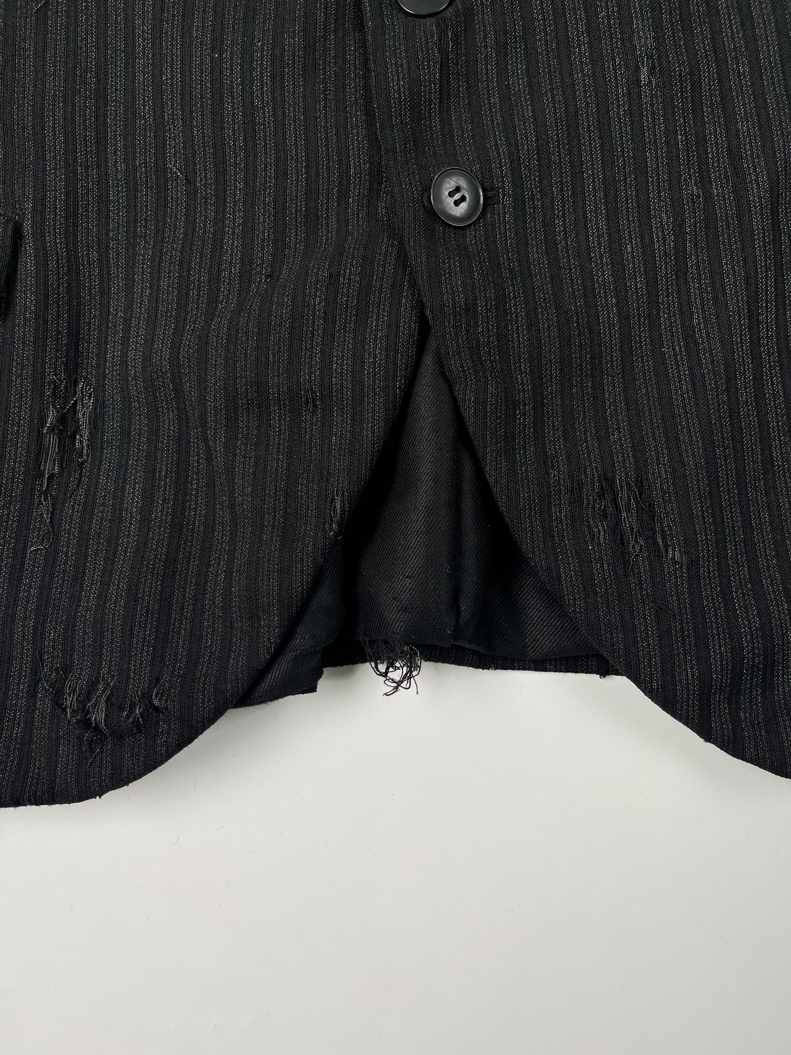 1920s Thrashed French Pinstripe Blazer/Suit Jacket - Black/Charcoal - 44R