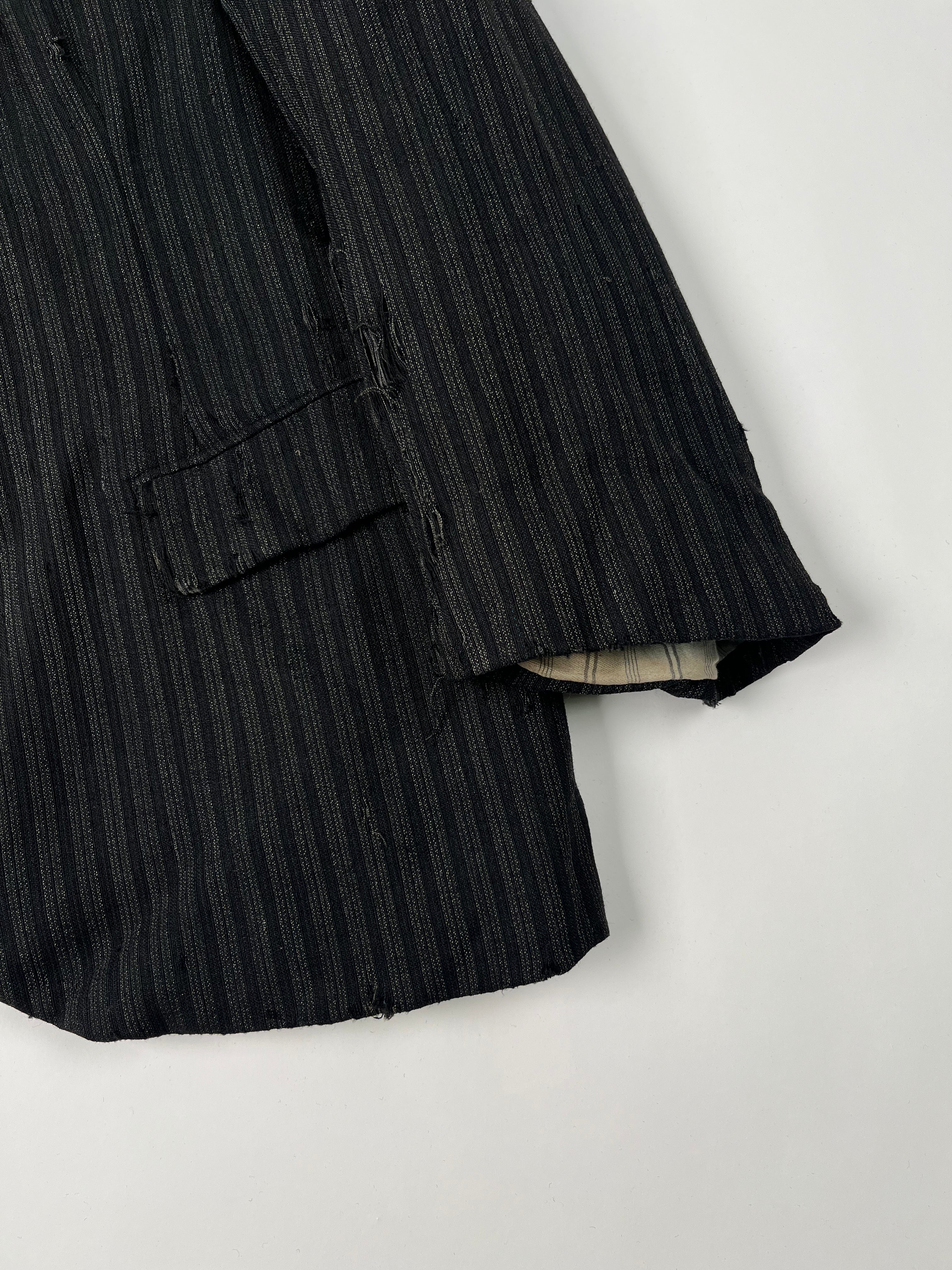 1920s Thrashed French Pinstripe Blazer/Suit Jacket - Black/Charcoal - 44R