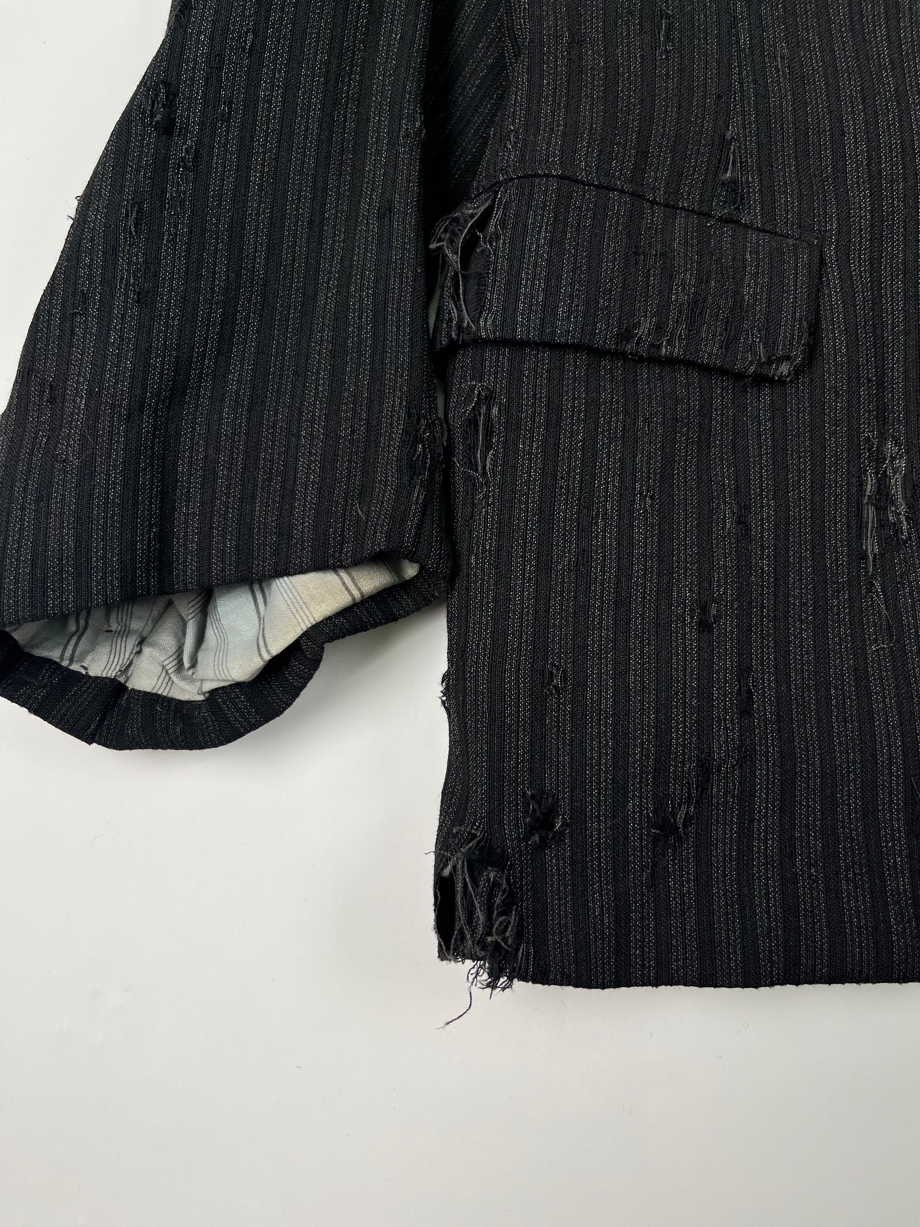 1920s Thrashed French Pinstripe Blazer/Suit Jacket - Black/Charcoal - 44R