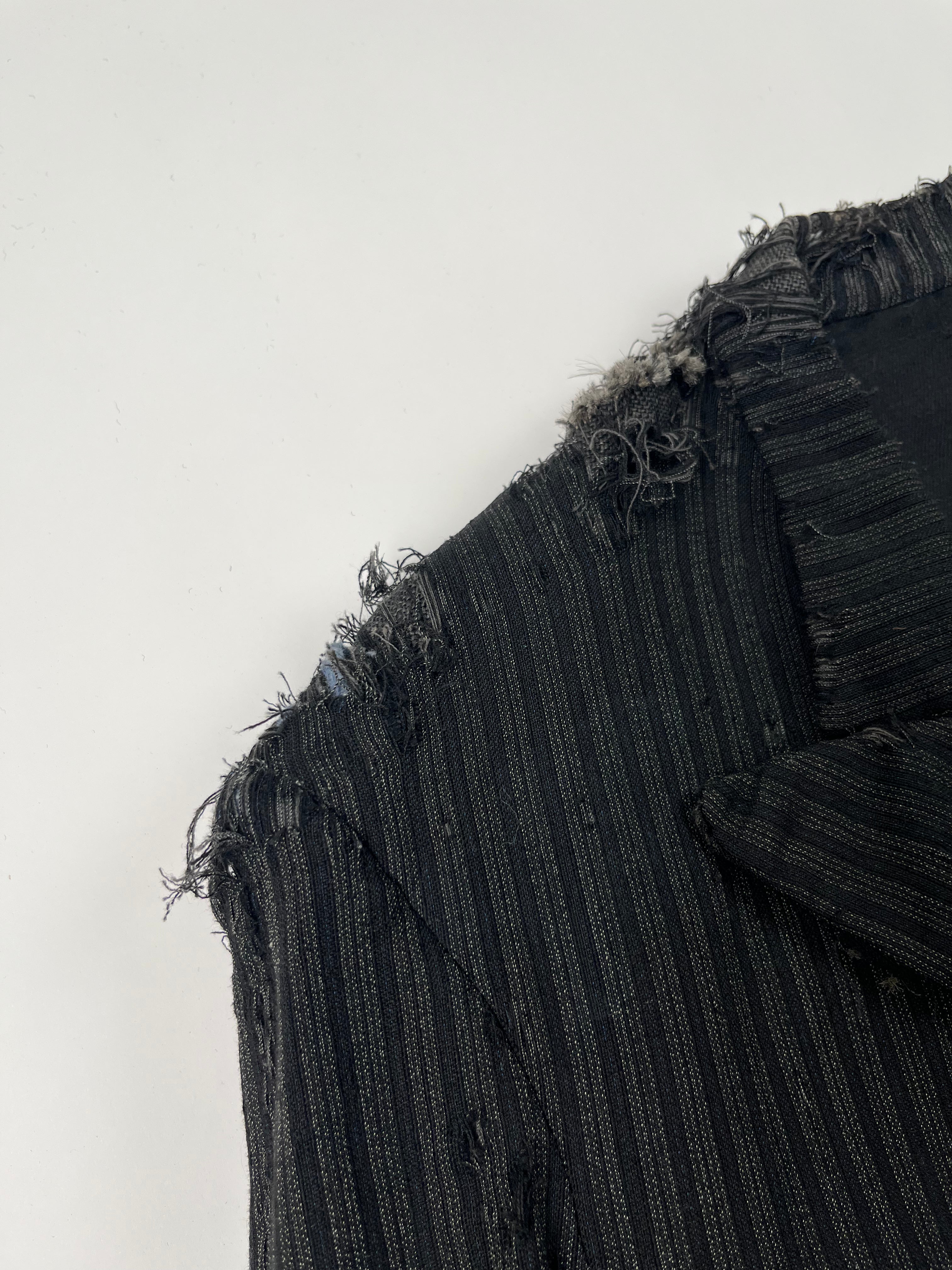 1920s Thrashed French Pinstripe Blazer/Suit Jacket - Black/Charcoal - 44R