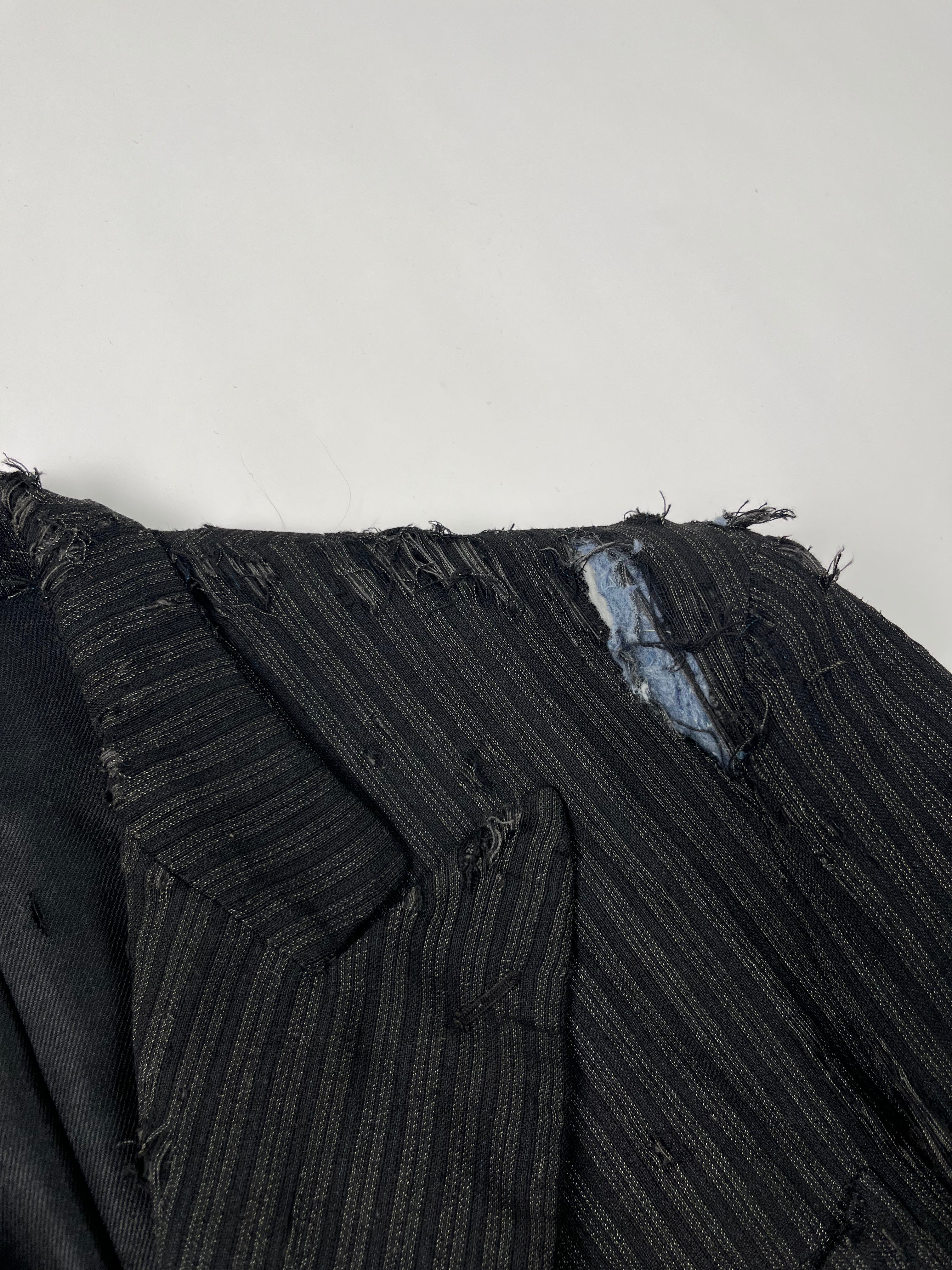 1920s Thrashed French Pinstripe Blazer/Suit Jacket - Black/Charcoal - 44R