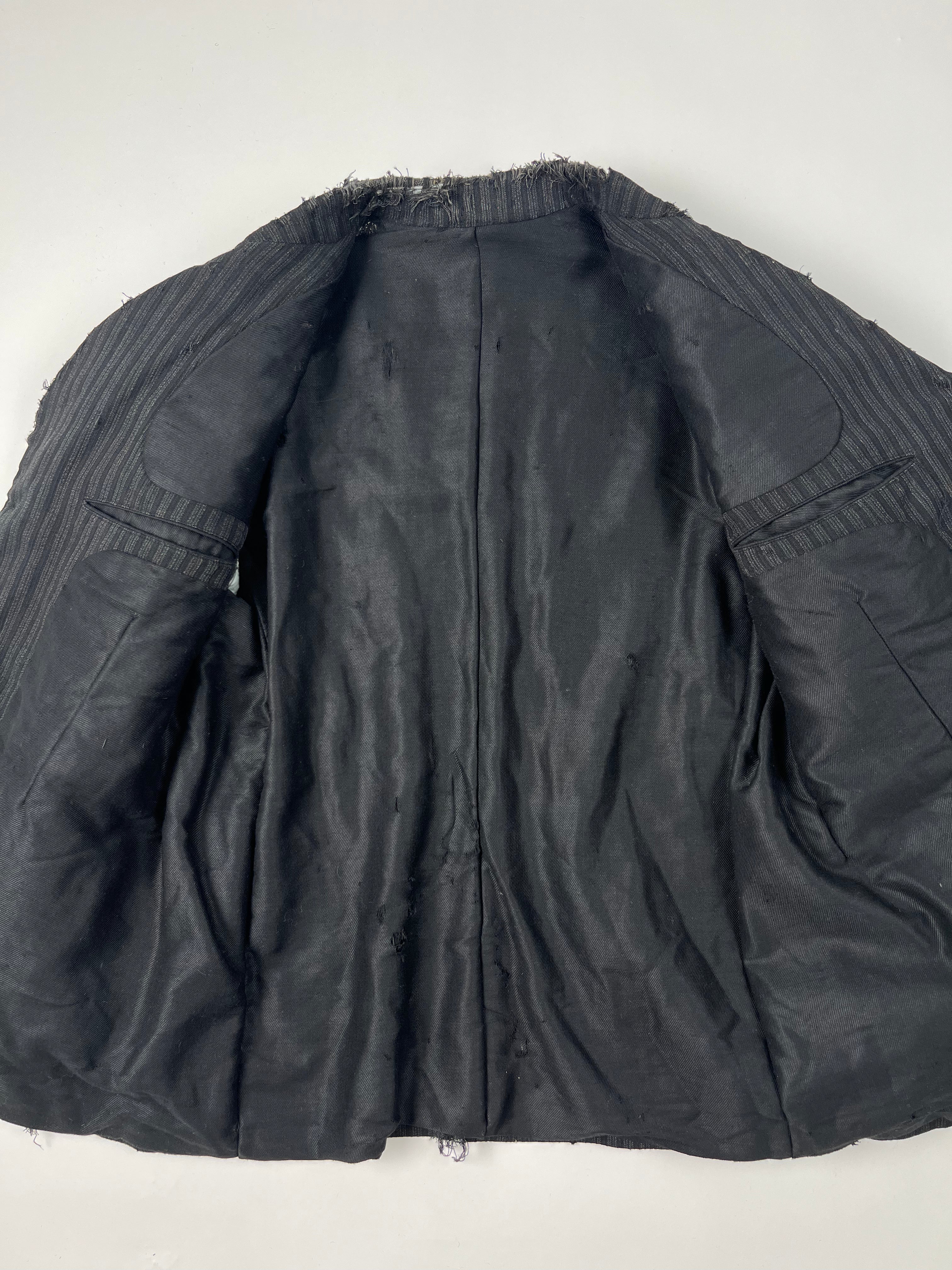 1920s Thrashed French Pinstripe Blazer/Suit Jacket - Black/Charcoal - 44R