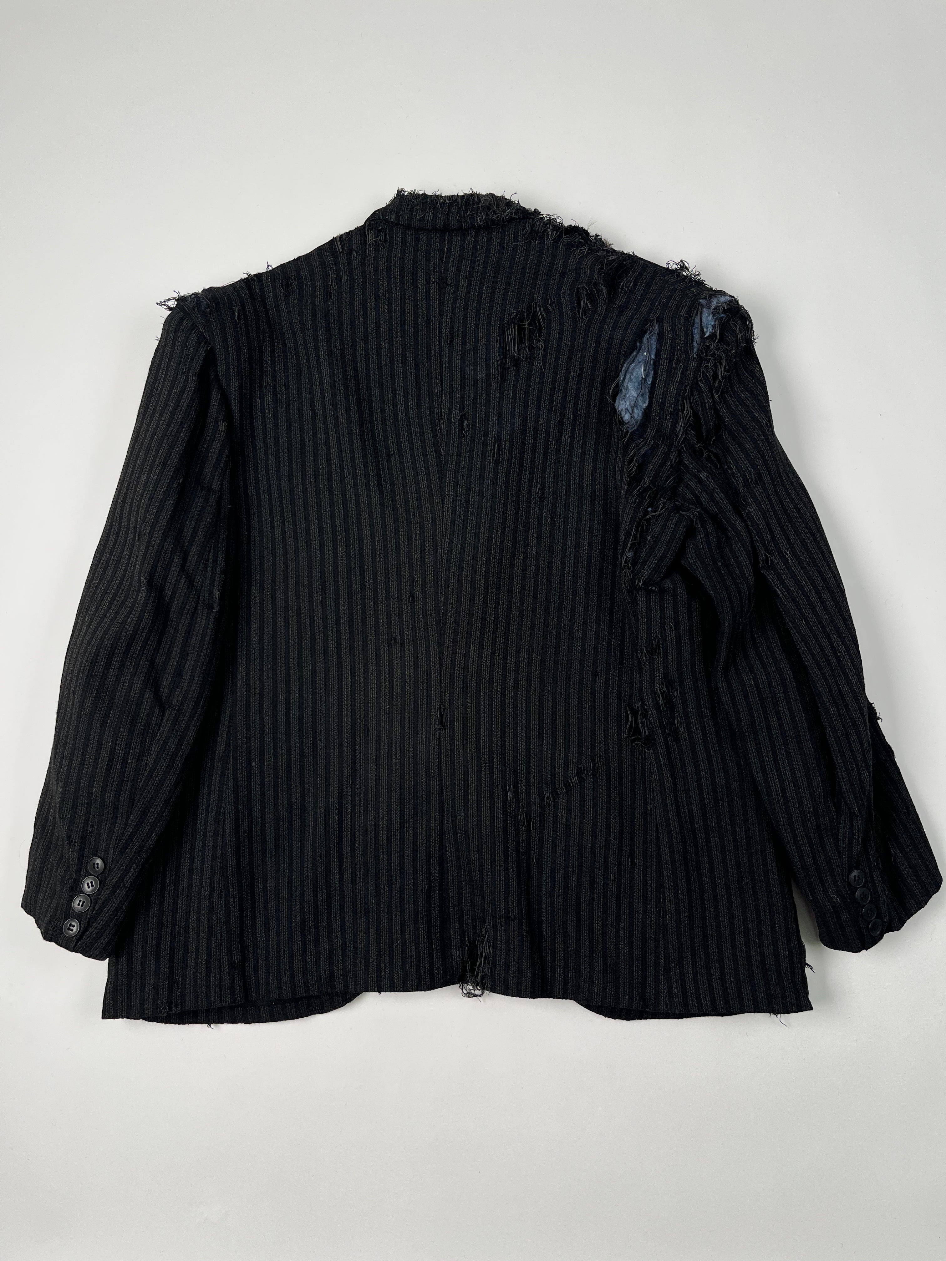 1920s Thrashed French Pinstripe Blazer/Suit Jacket - Black/Charcoal - 44R