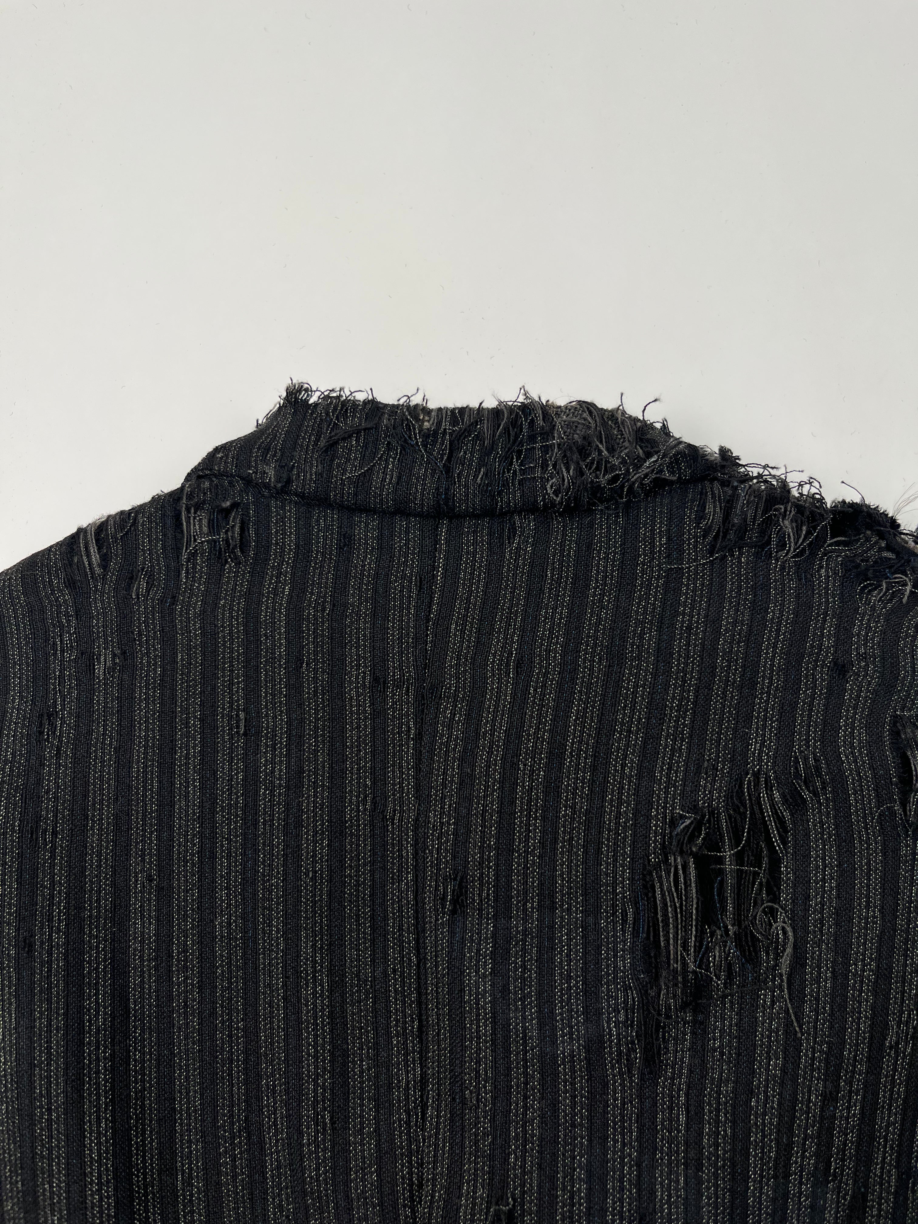 1920s Thrashed French Pinstripe Blazer/Suit Jacket - Black/Charcoal - 44R