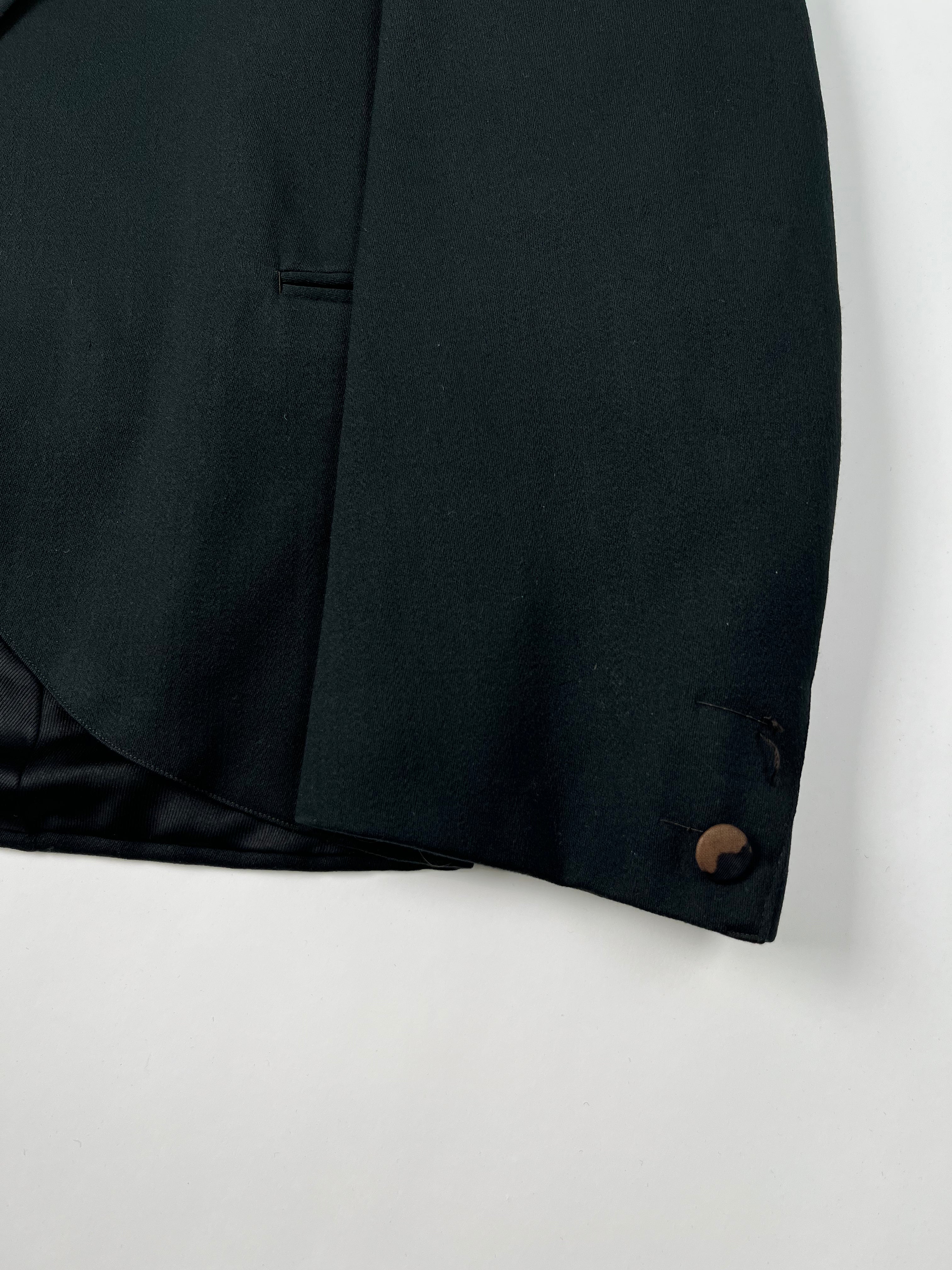 1910s Heidelberg, Wolff & Co. Distressed Black Satin Dress Jacket & Vest Set - Black - 38R