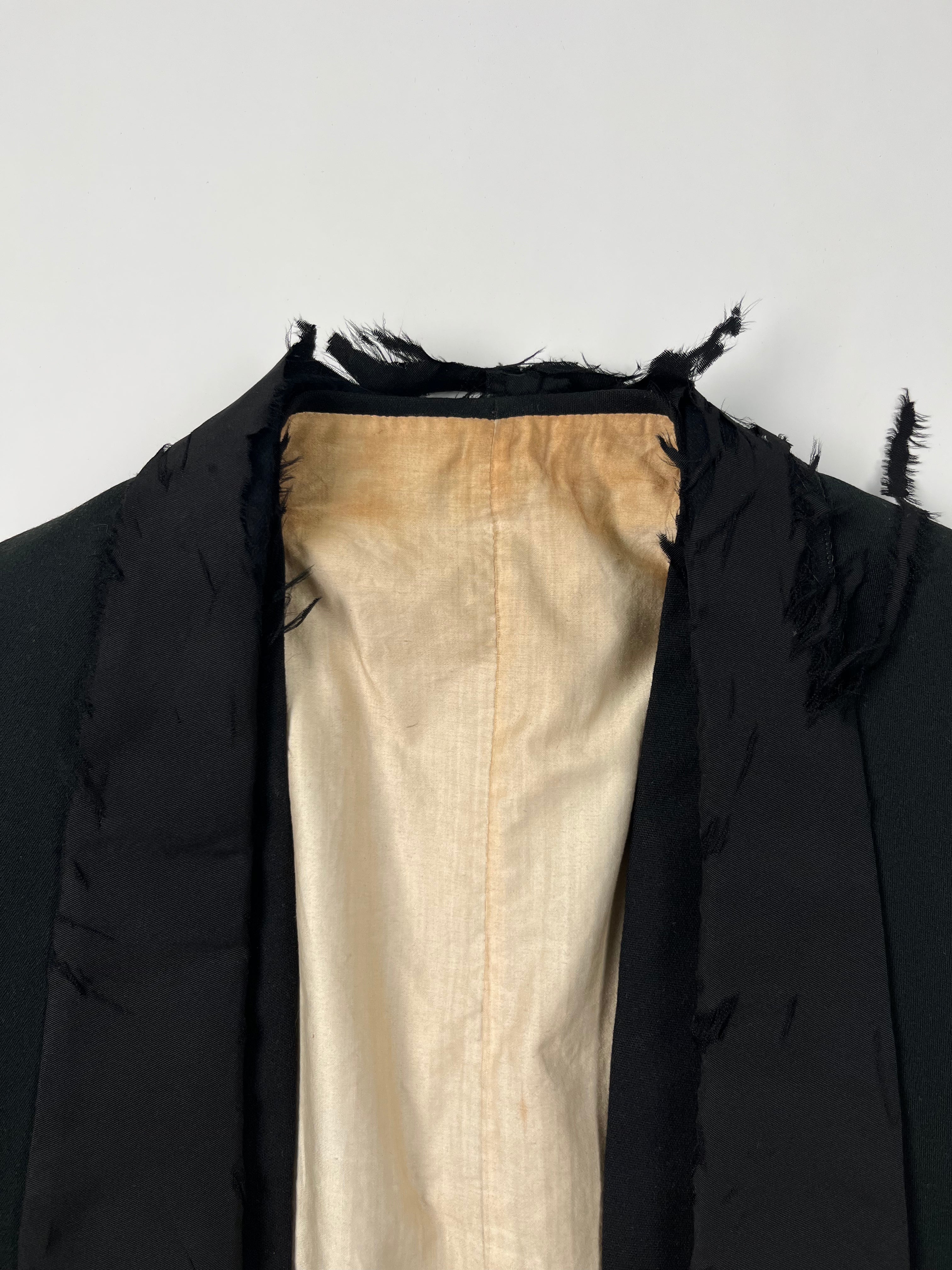 1910s Heidelberg, Wolff & Co. Distressed Black Satin Dress Jacket & Vest Set - Black - 38R