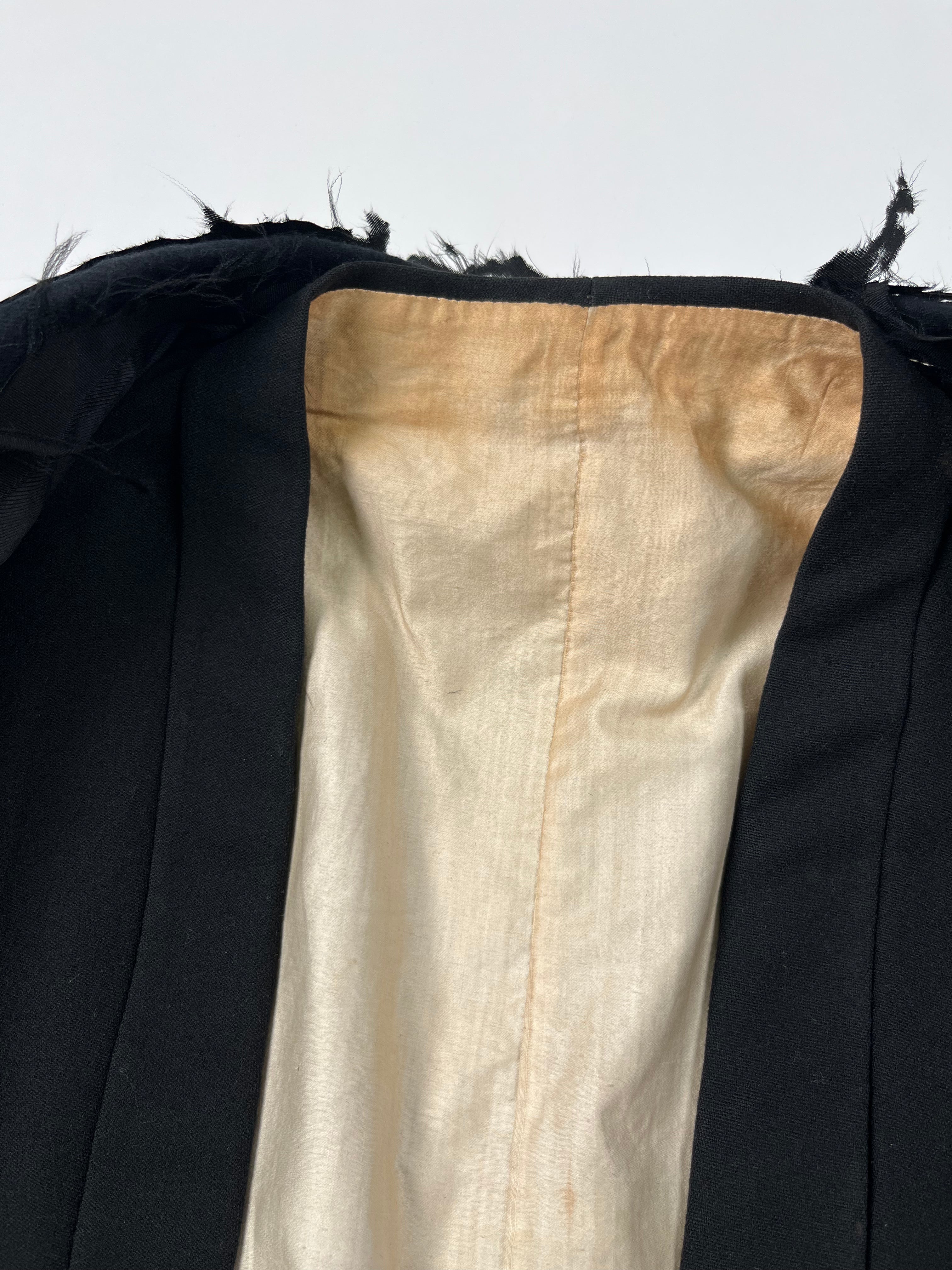 1910s Heidelberg, Wolff & Co. Distressed Black Satin Dress Jacket & Vest Set - Black - 38R