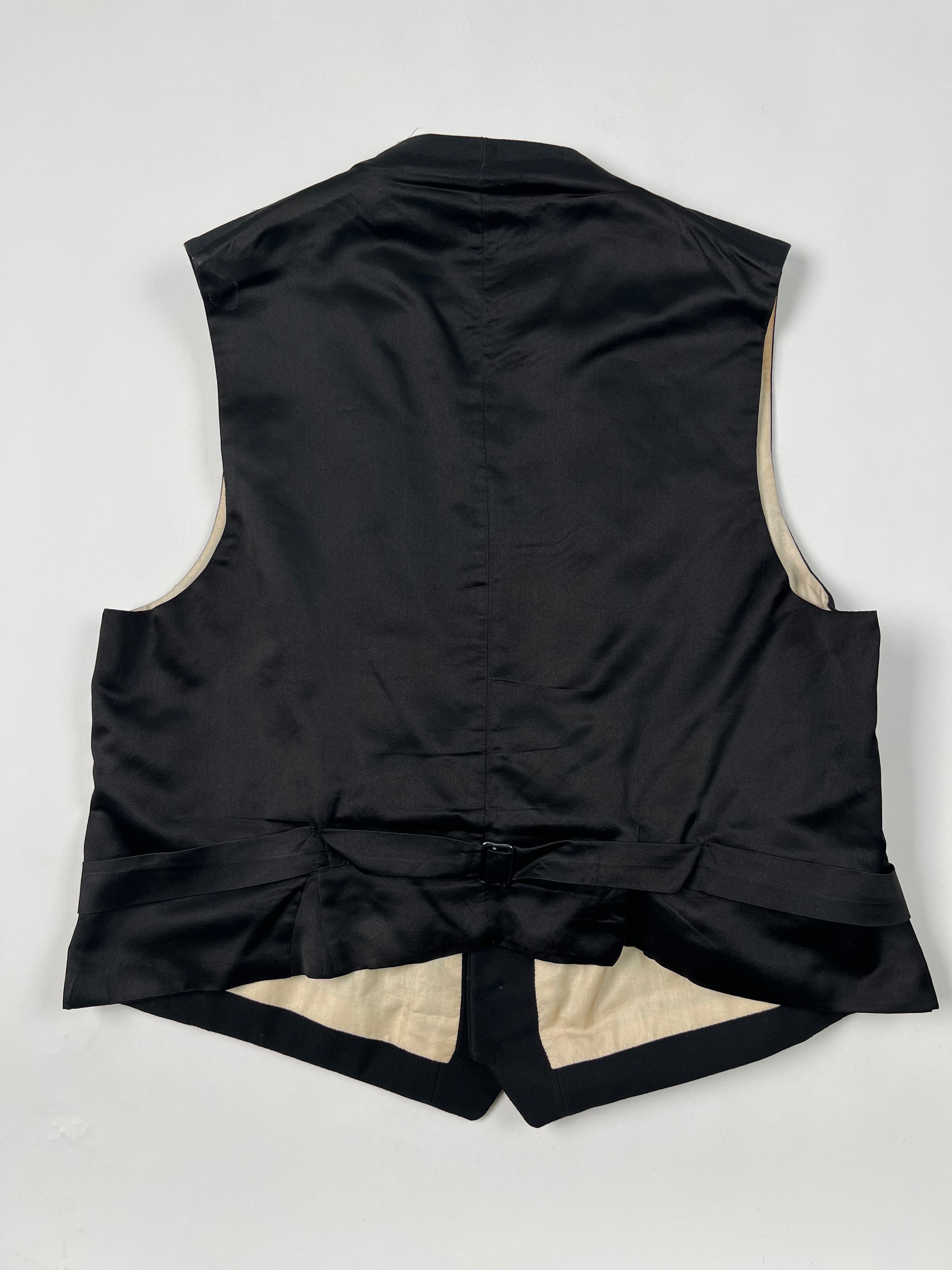 1910s Heidelberg, Wolff & Co. Distressed Black Satin Dress Jacket & Vest Set - Black - 38R