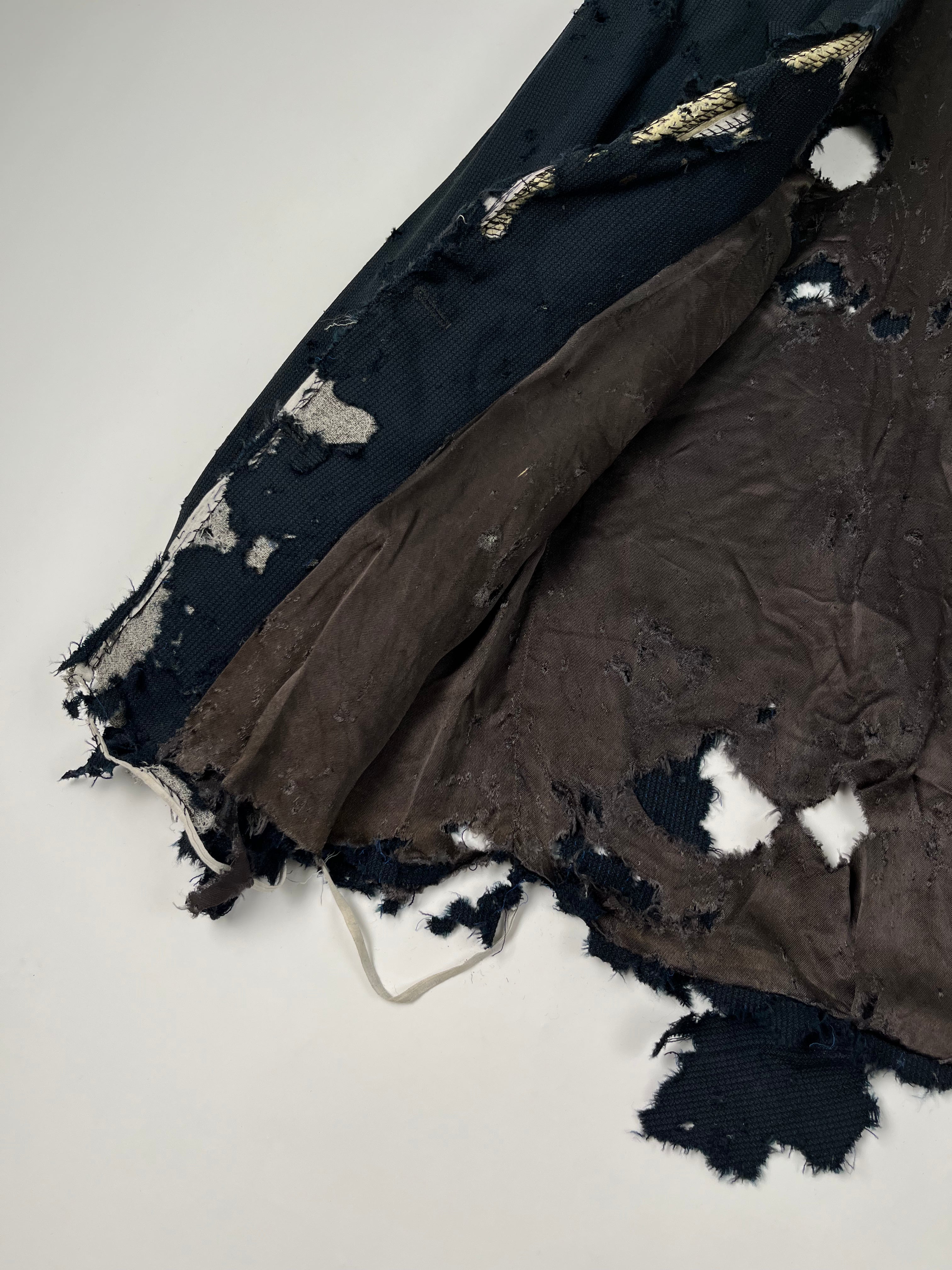 1940s/50s Thrashed & Destroyed French Blazer Suit Jacket - Navy/Blue-Green - 44R