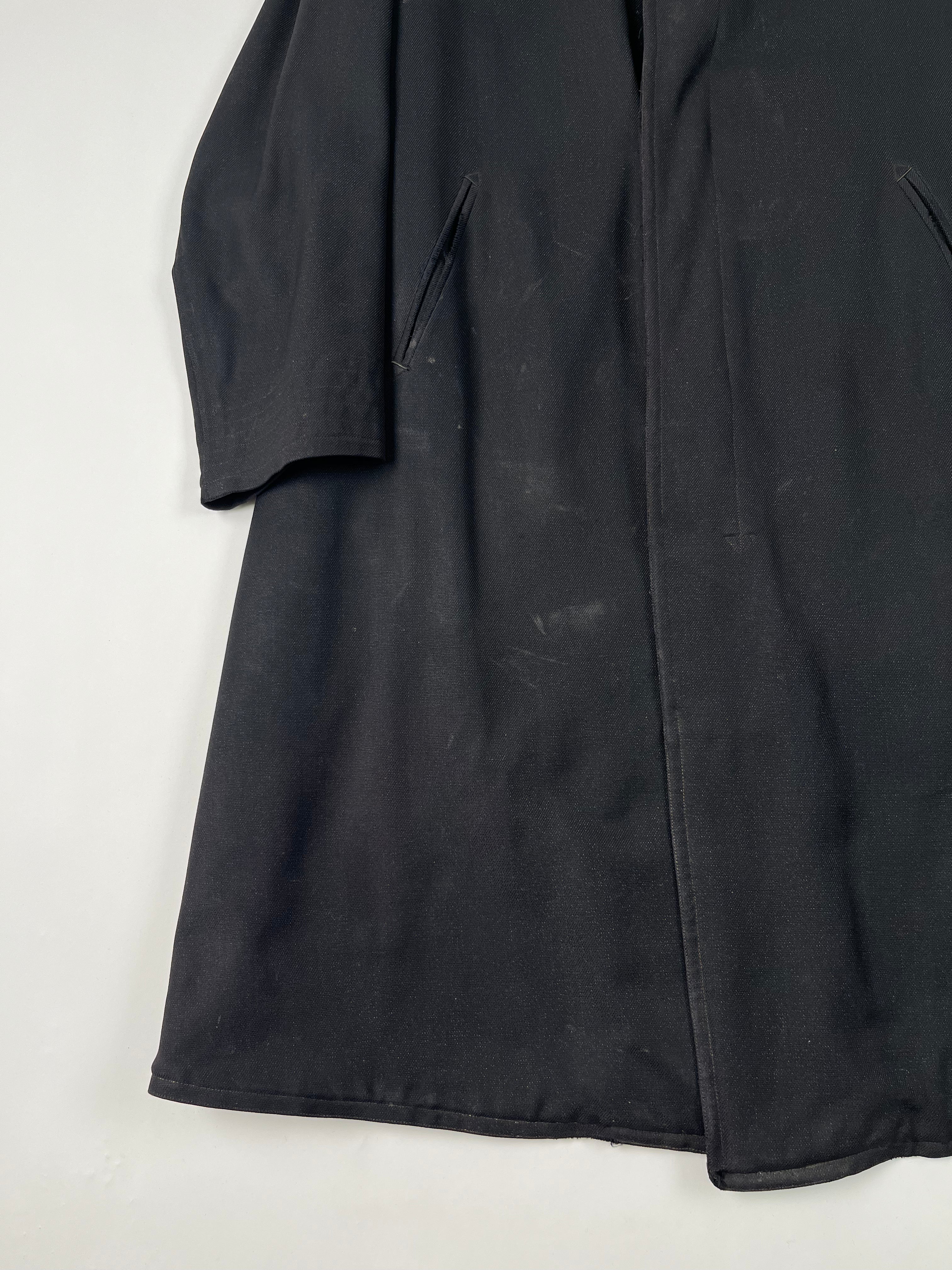 1920s French Wool Gabardine Long Coat - Black/Faded Black - 42S