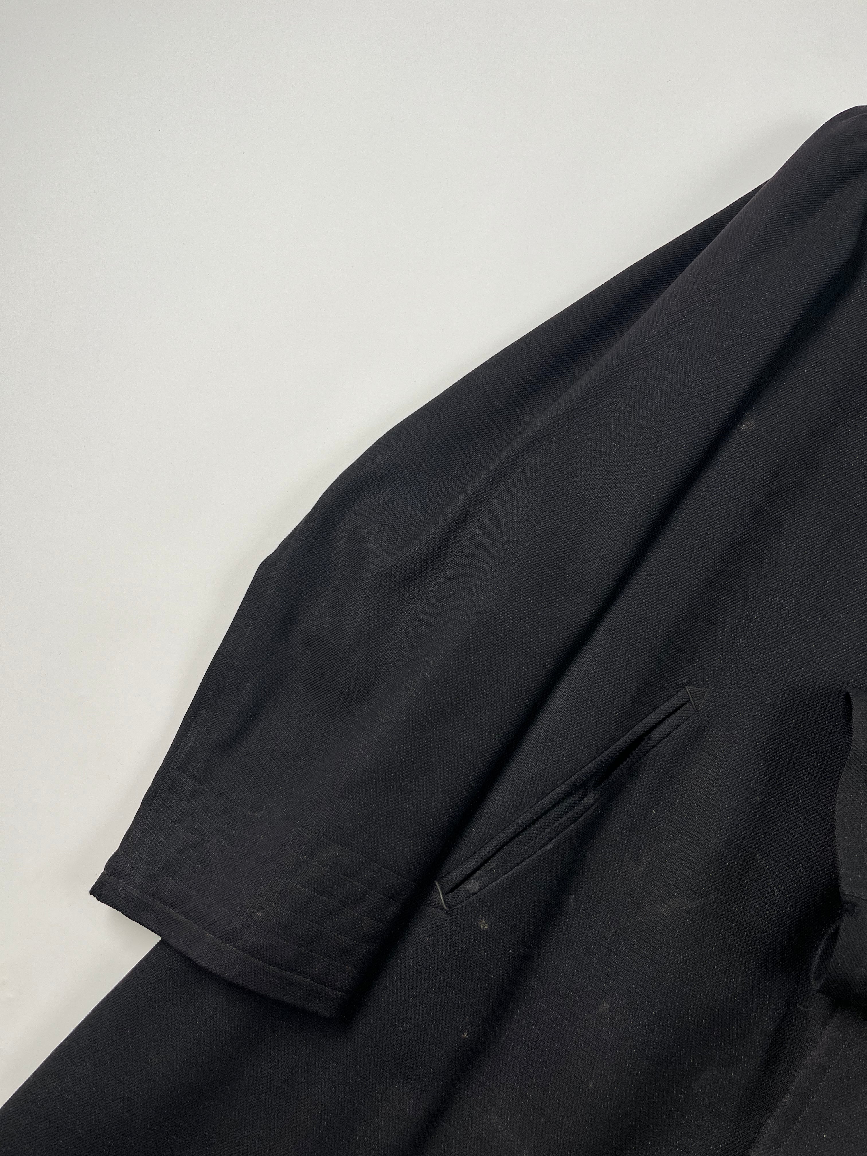 1920s French Wool Gabardine Long Coat - Black/Faded Black - 42S