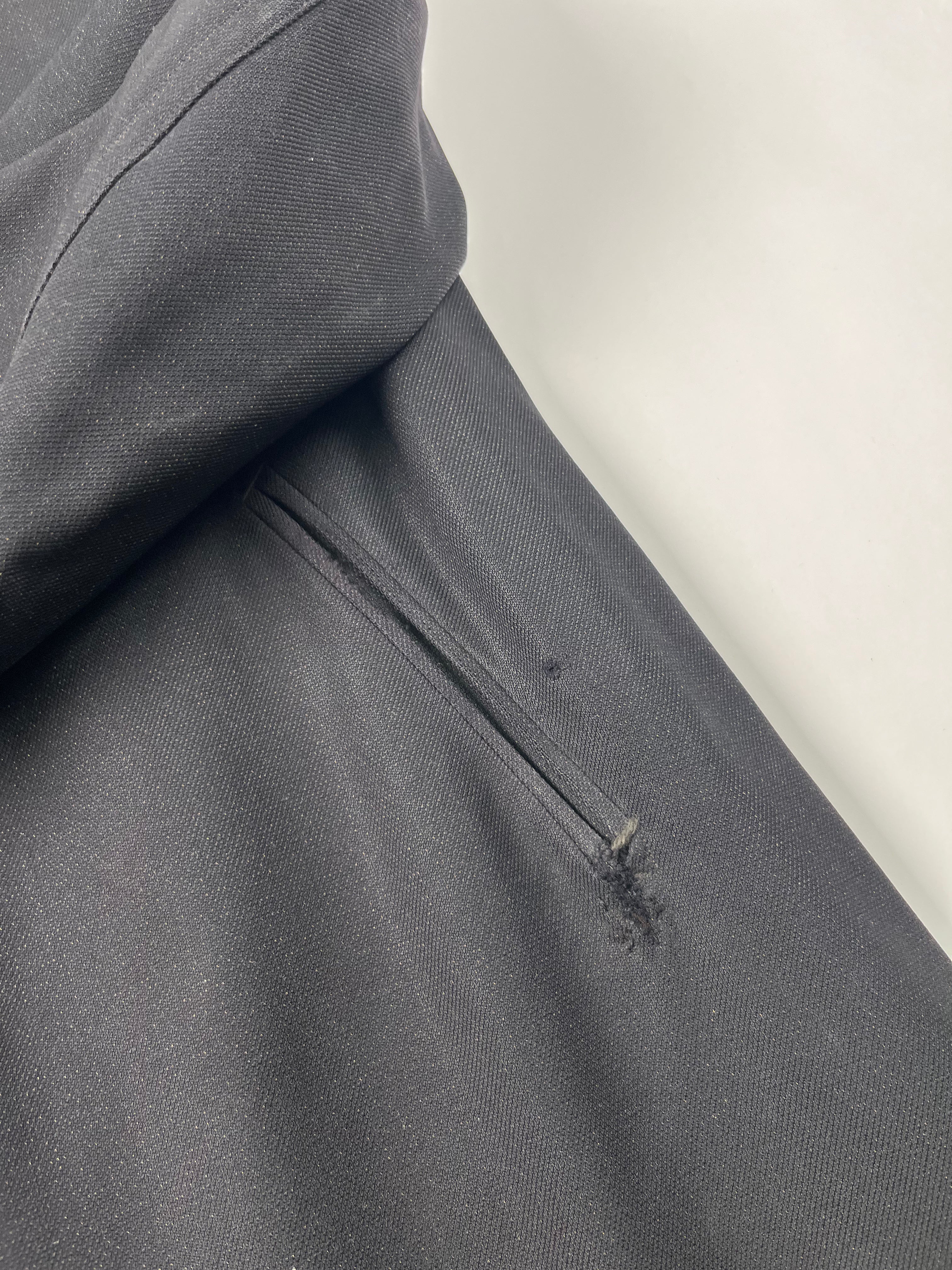 1920s French Wool Gabardine Long Coat - Black/Faded Black - 42S