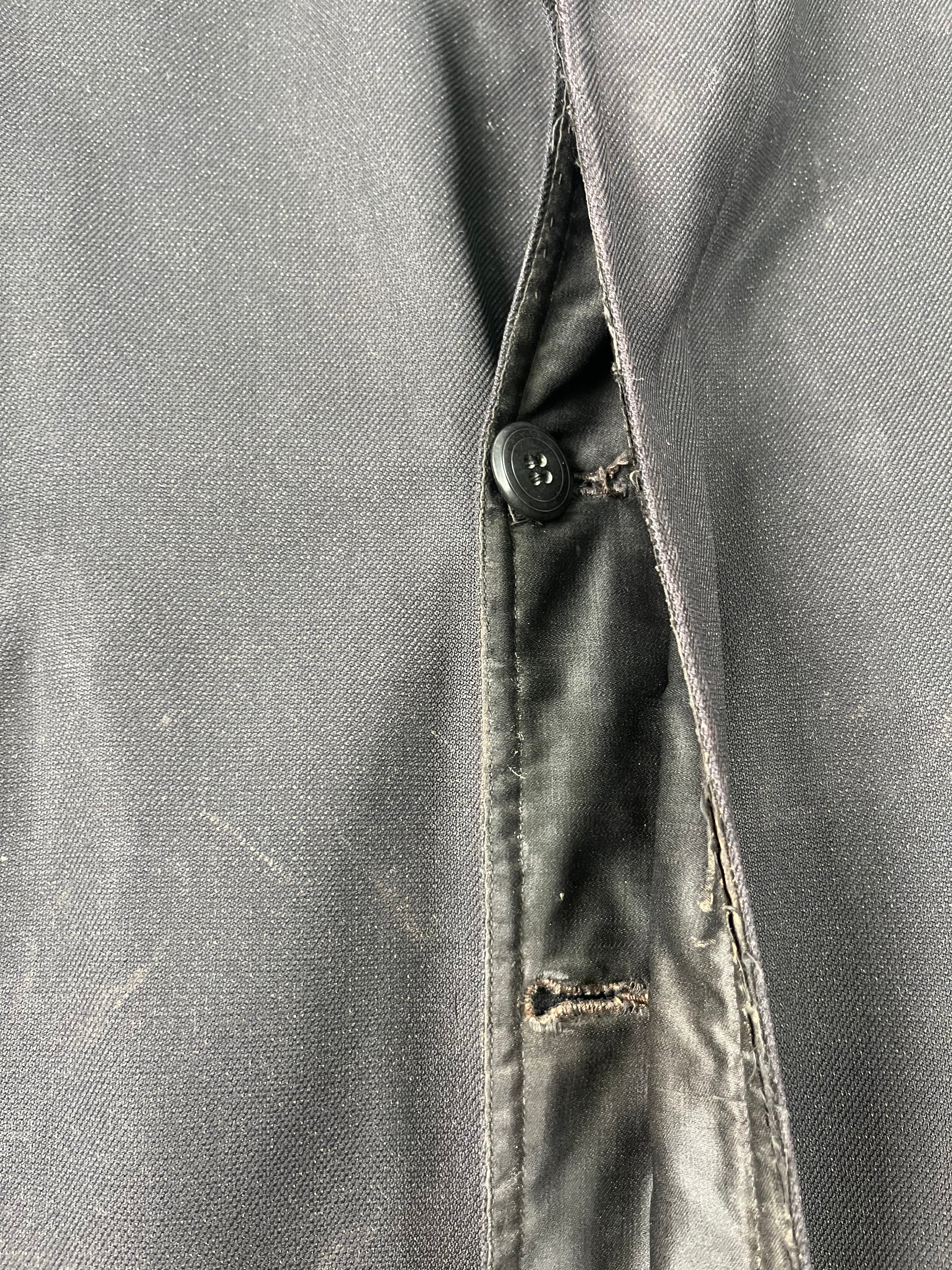 1920s French Wool Gabardine Long Coat - Black/Faded Black - 42S