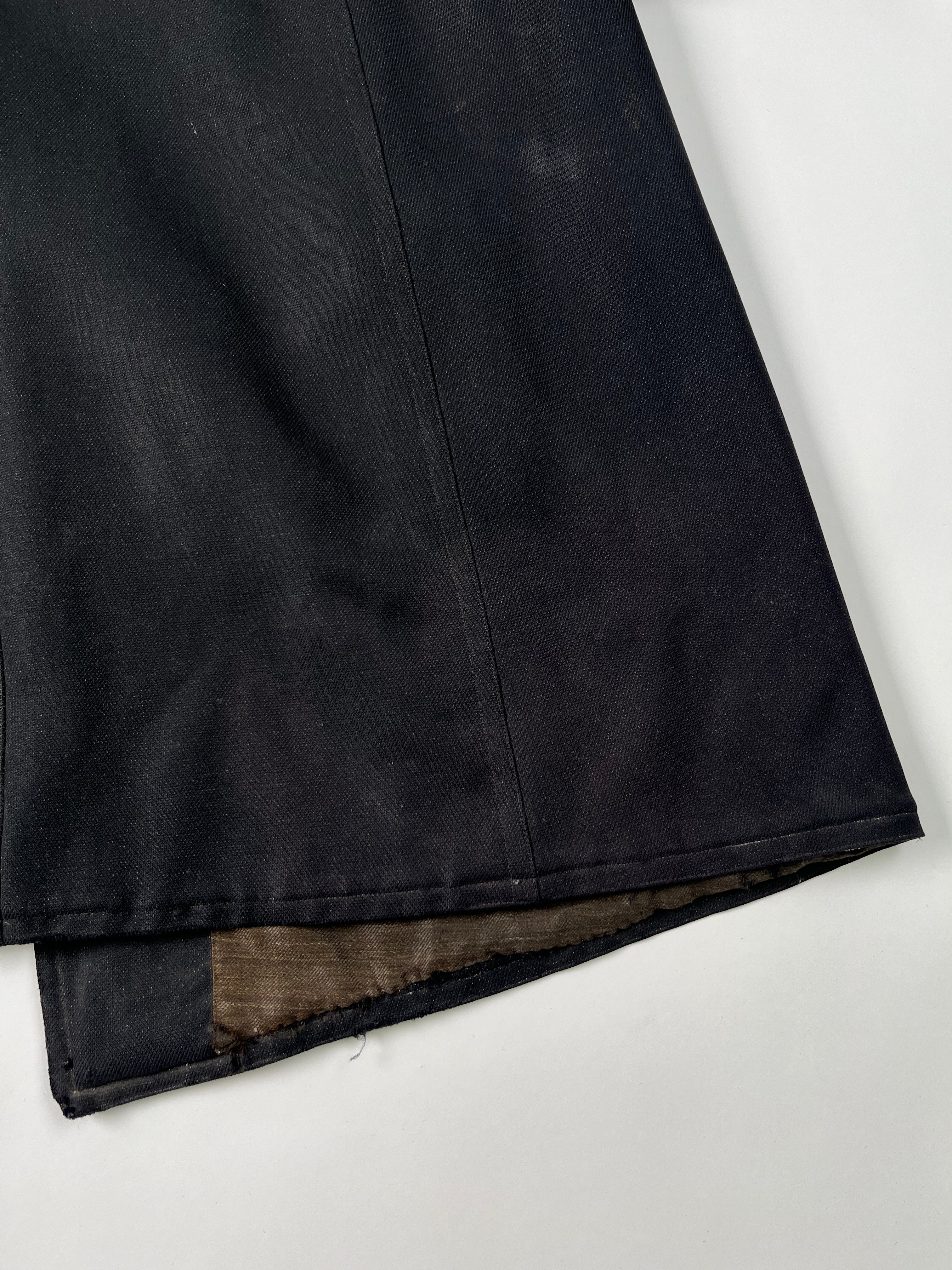 1920s French Wool Gabardine Long Coat - Black/Faded Black - 42S