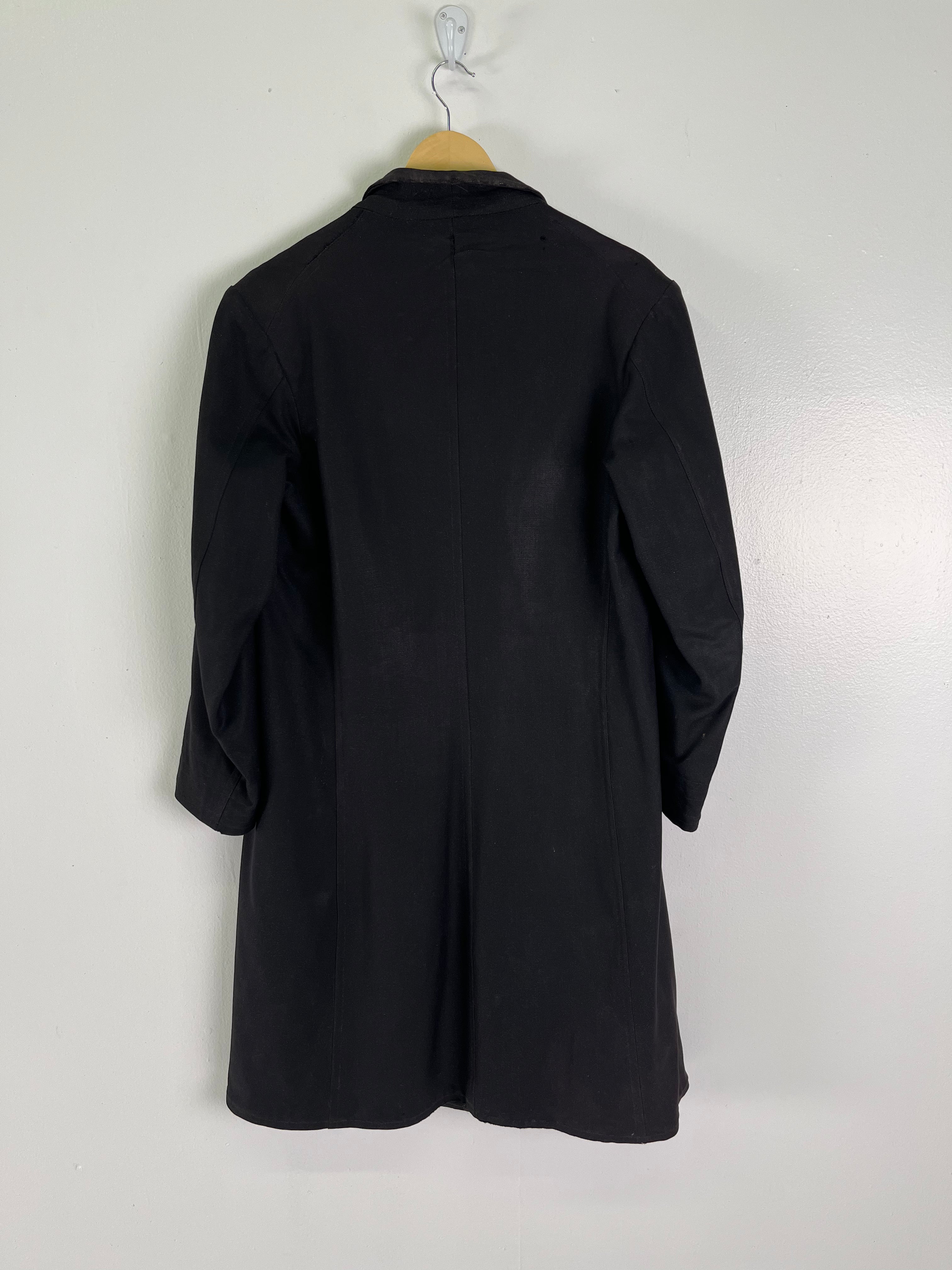 1920s French Wool Gabardine Long Coat - Black/Faded Black - 42S