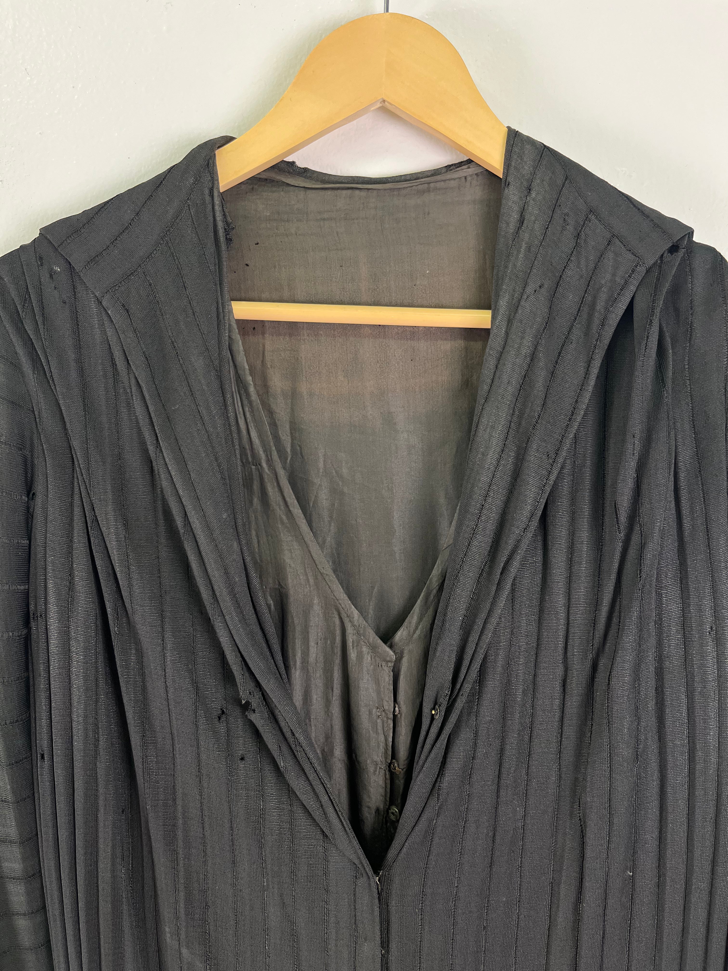 1920s French Distressed Flapper Dress - Black/Faded Black